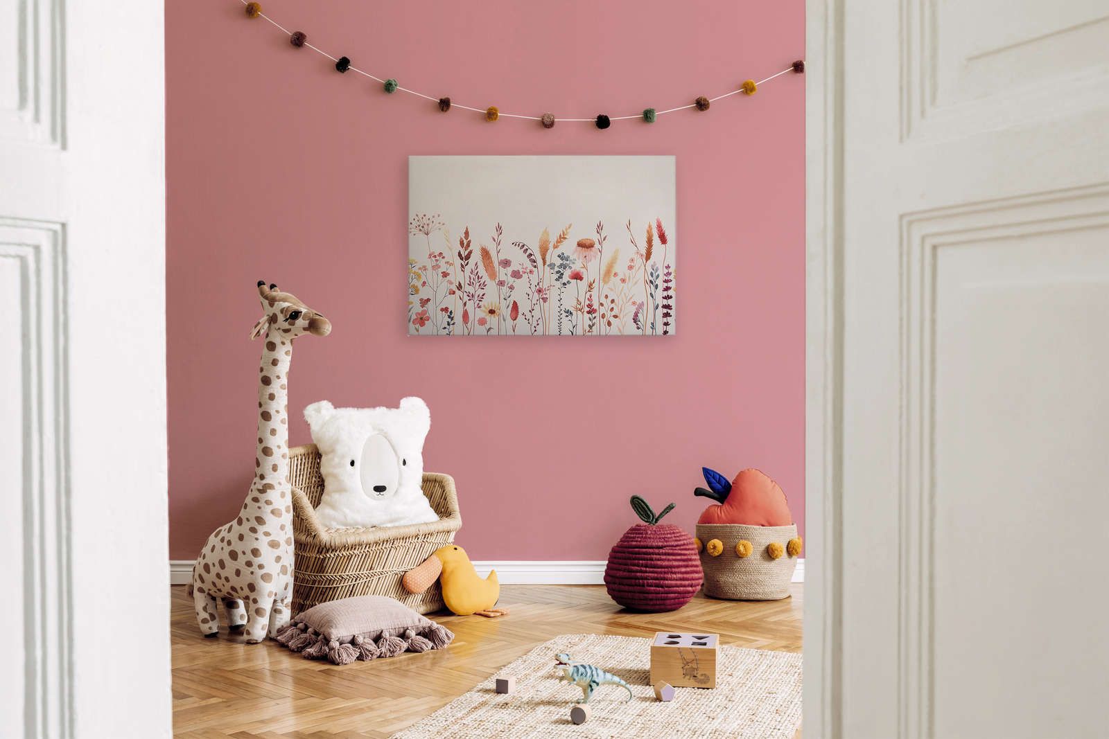             Leinwand fürs Kinderzimmer mit Blättern und Gräsern – 90 cm x 60 cm
        