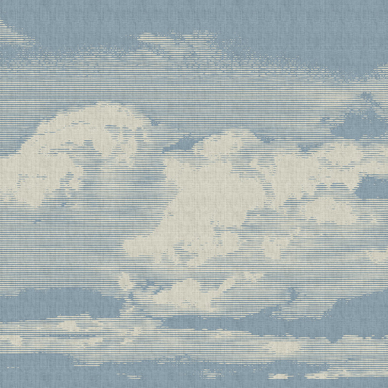 Clouds 1 - Himmlische Fototapete mit Wolkenmotiv in naturleinen Struktur – Beige, Blau | Struktur Vlies
