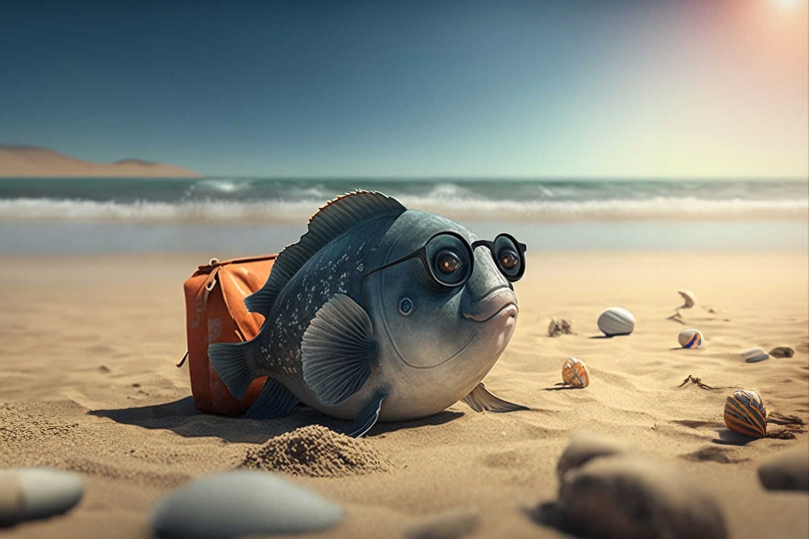             KI-Leinwandbild »Fishy Beachday« – 90 cm x 60 cm
        