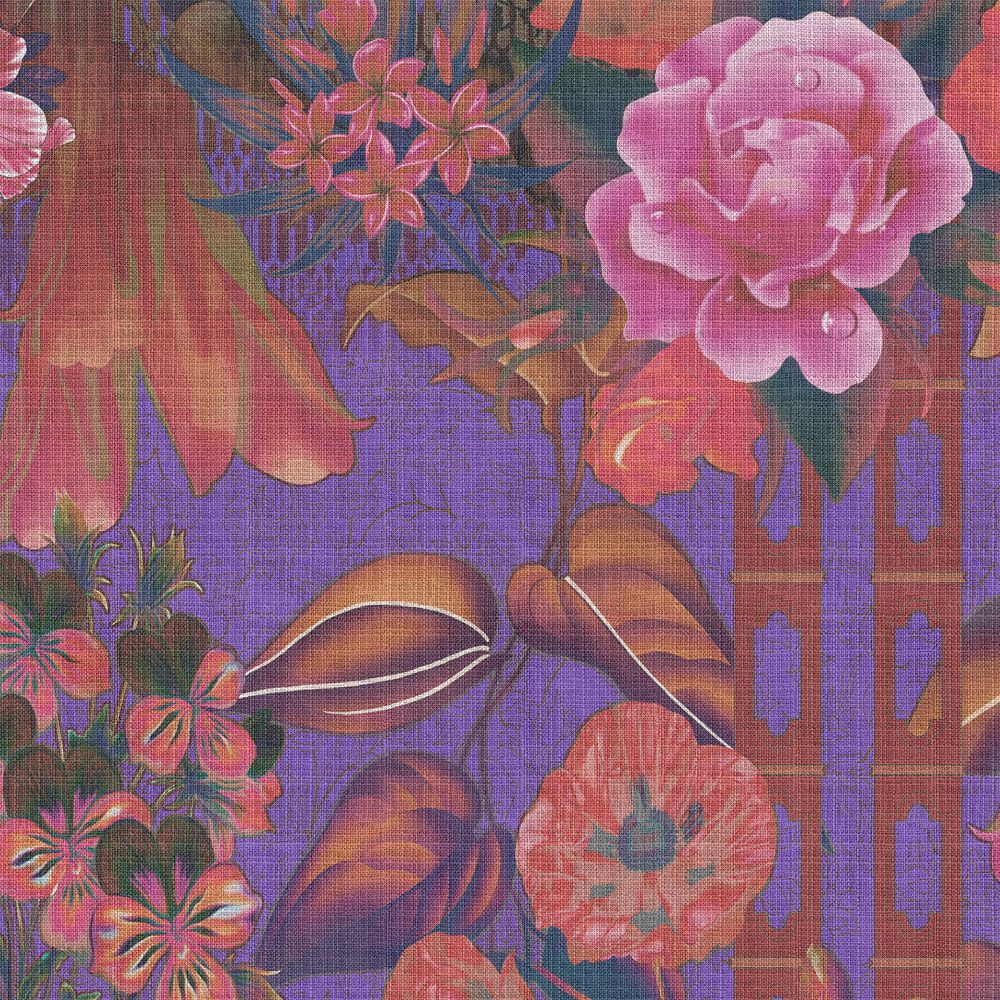             Fototapete »sati 1« - Blütendesign mit Leinenstruktur-Optik – Violett | Glattes, leicht perlmutt-schimmerndes Vlies
        