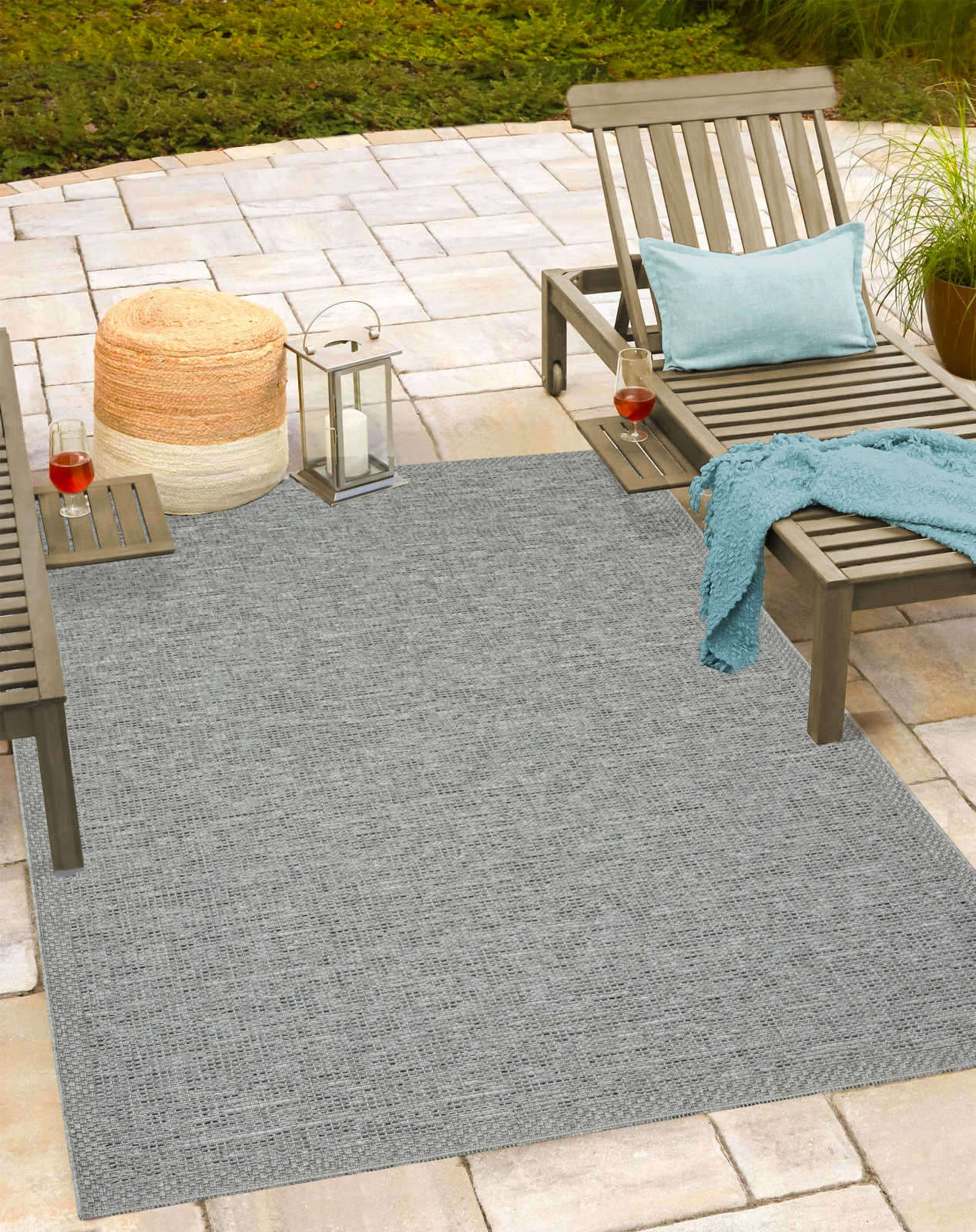 Schlichter Outdoor Teppich in Grau als Läufer – 180 x 67 cm

