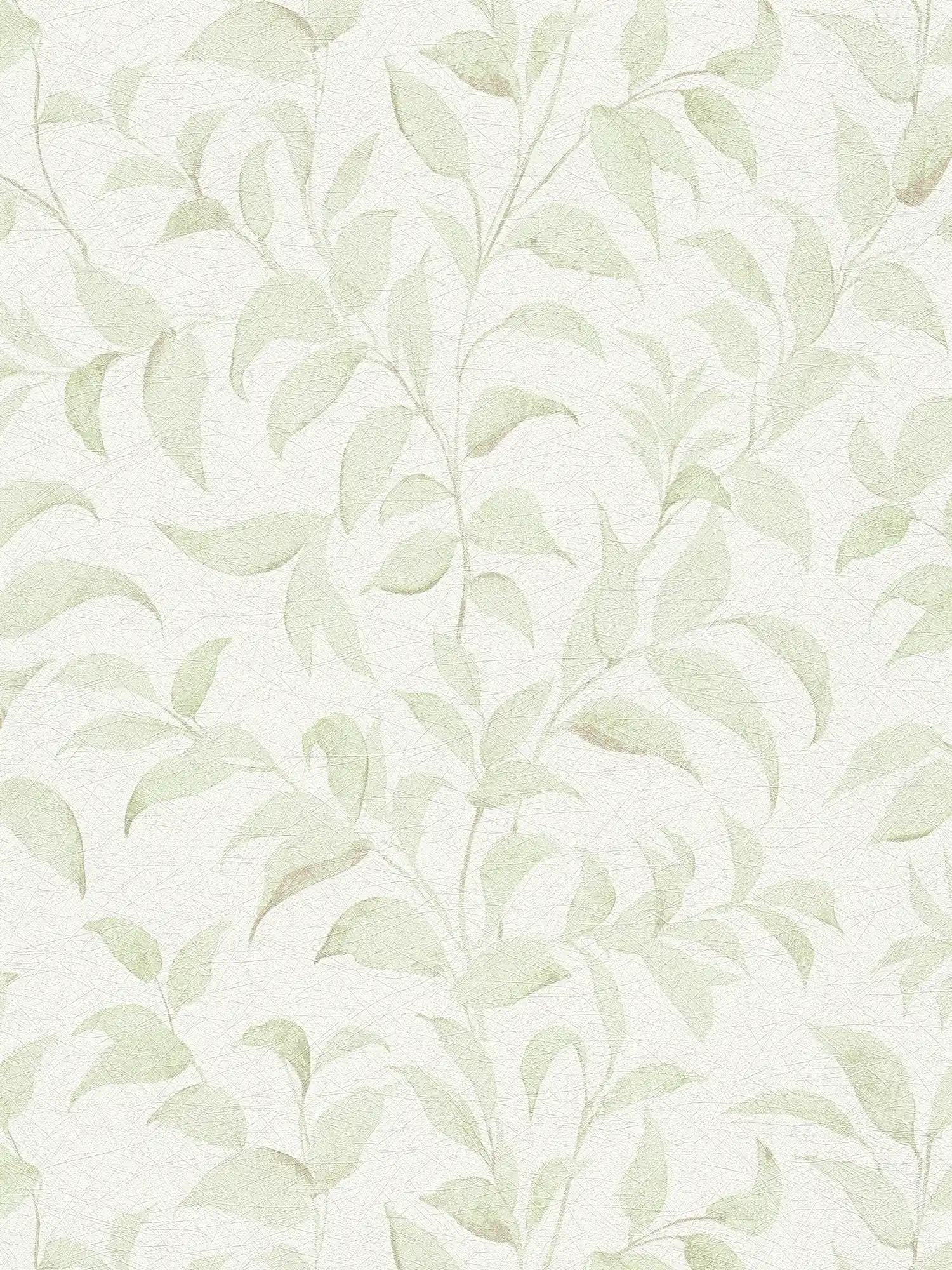 Blätter-Tapete floral schimmernd strukturiert – Weiß, Grün
