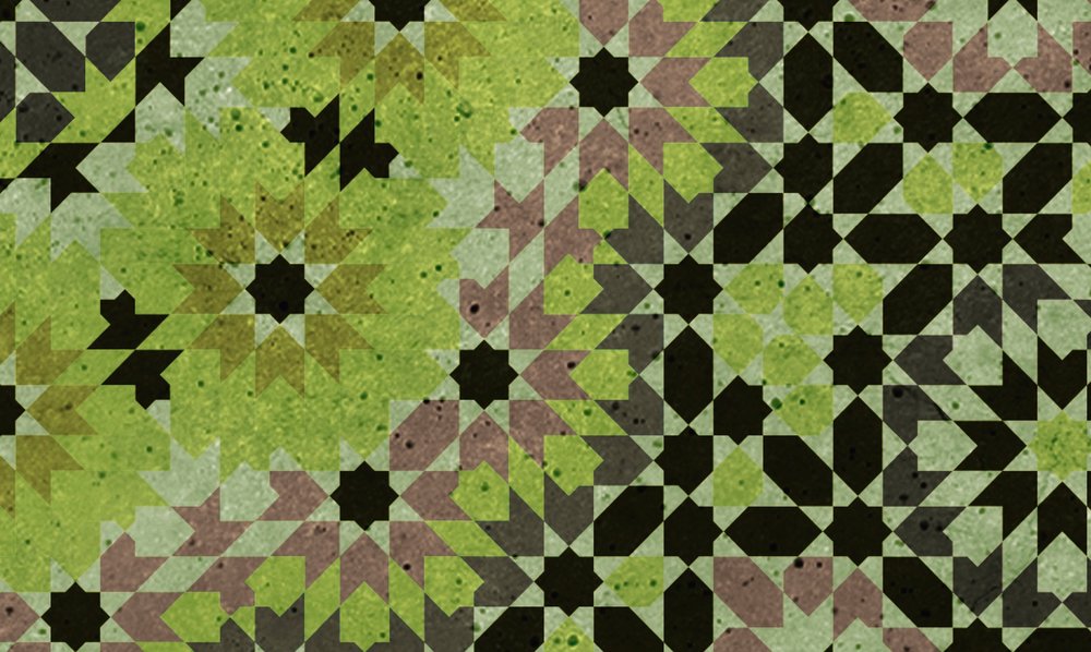             Grüne Fototapete mit grafischem Mosaikmuster
        