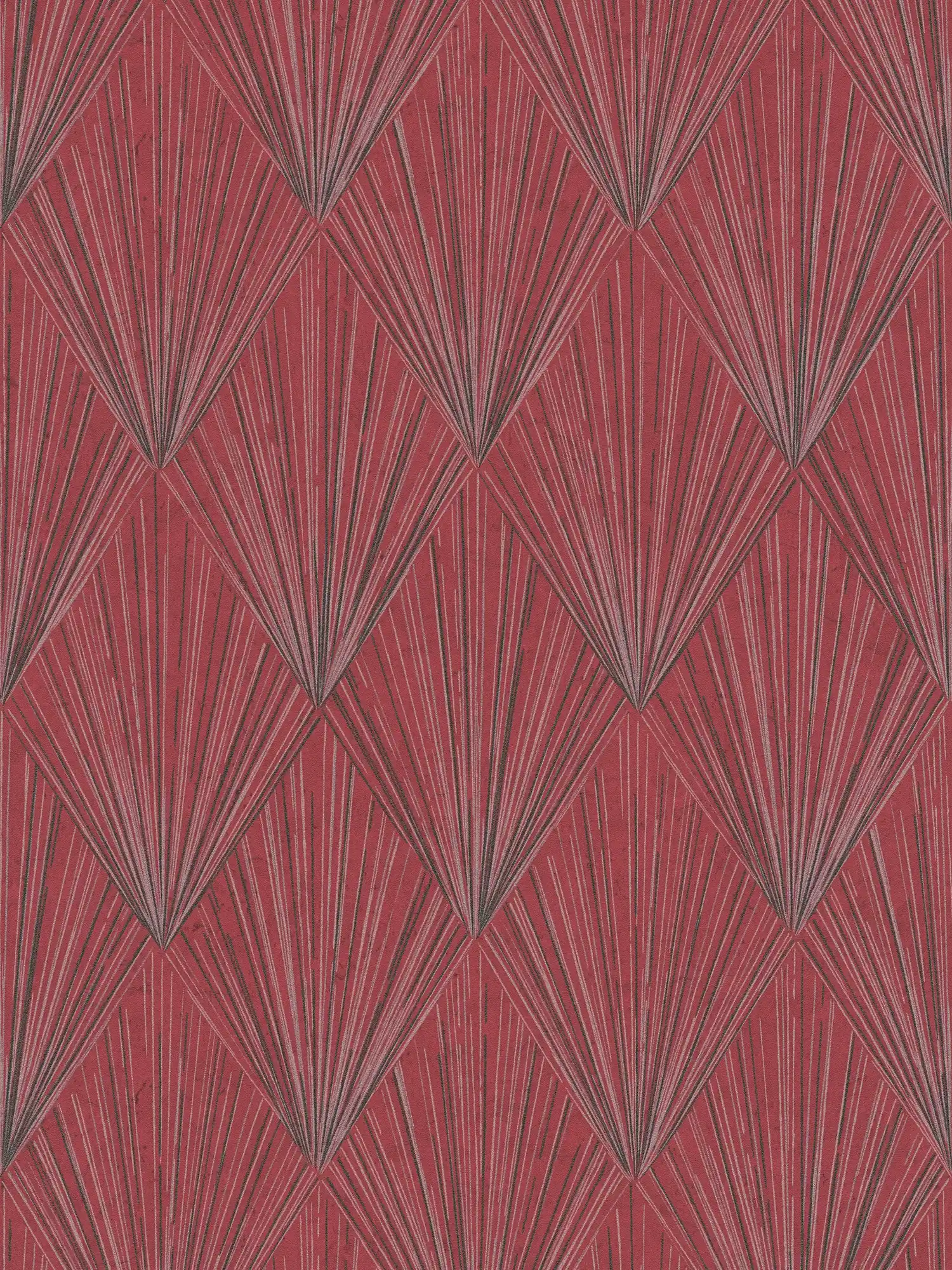 Tapete mit modernem Art Déco Muster & Metallic-Effekt – Metallic, Rot, Schwarz
