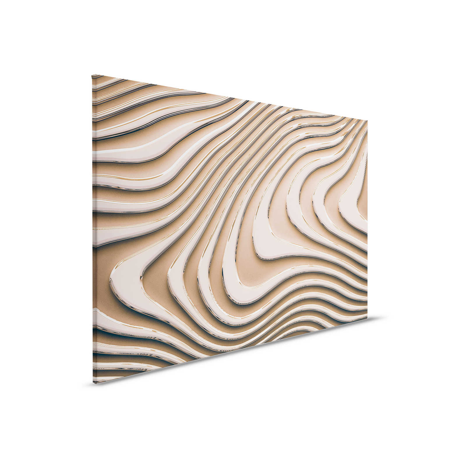 Leinwandbild mit wellenförmigen Linien und Schatten | beige, braun – 0,90 m x 0,60 m
