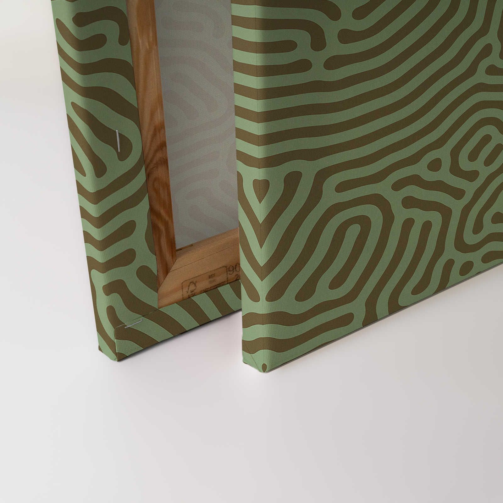             Sahel 1 - Grünes Leinwandbild Labyrinth Muster Salbeigrün – 0,90 m x 0,60 m
        