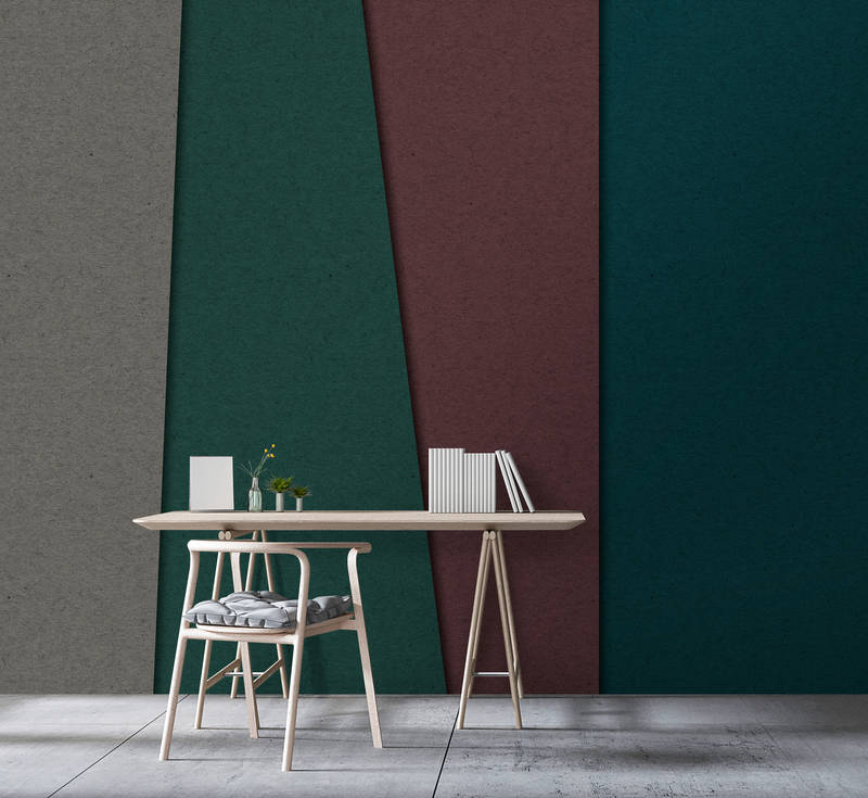             Layered Cardboard 1 - Fototapete mit dunklen Farbflächen in Pappe Struktur – Braun, Grün | Struktur Vlies
        