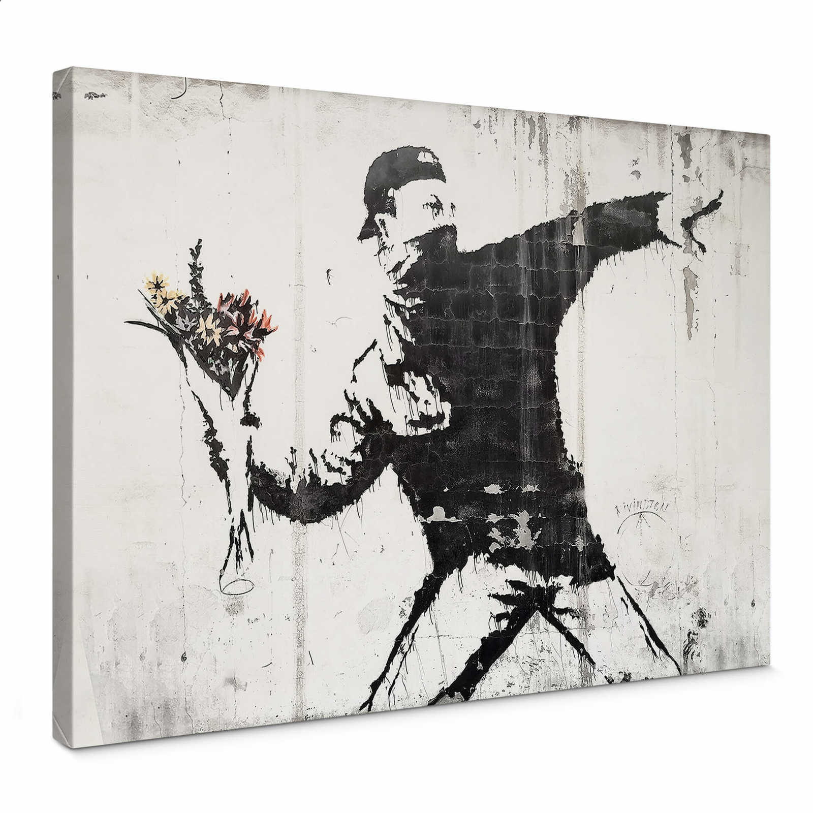         Banksy Leinwandbild "Flower Thrower" Graffiti Stil – 0,70 m x 0,50 m
    