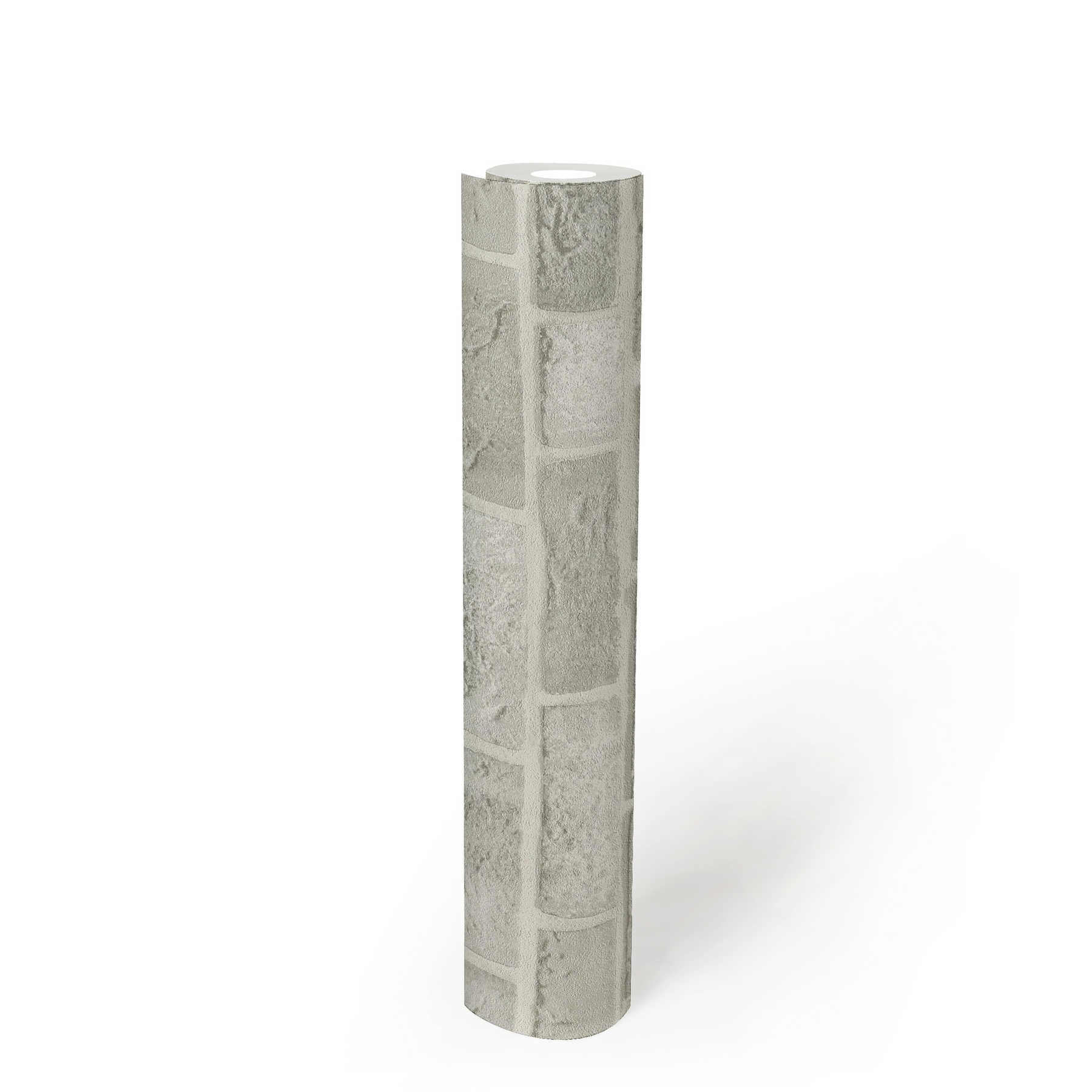             Graue Steinoptik Tapete Backstein 3D Motiv – Grau, Weiß
        