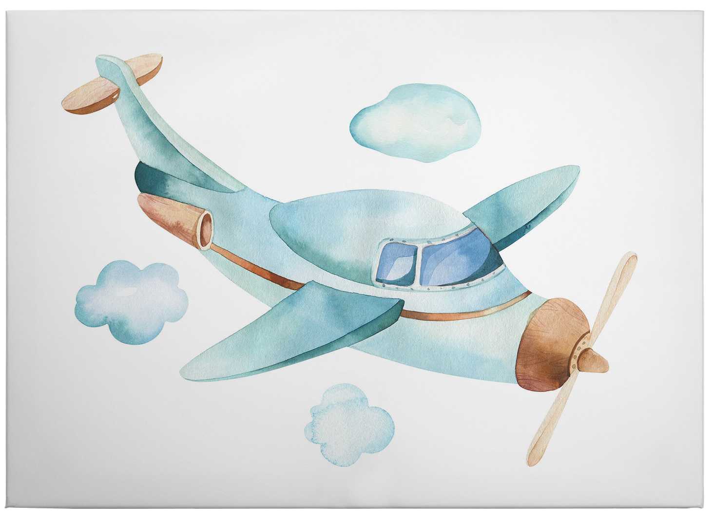             Leinwandbild Flugzeug Aquarell Wolken Himmel von Kvilis – 0,70 m x 0,50 m
        