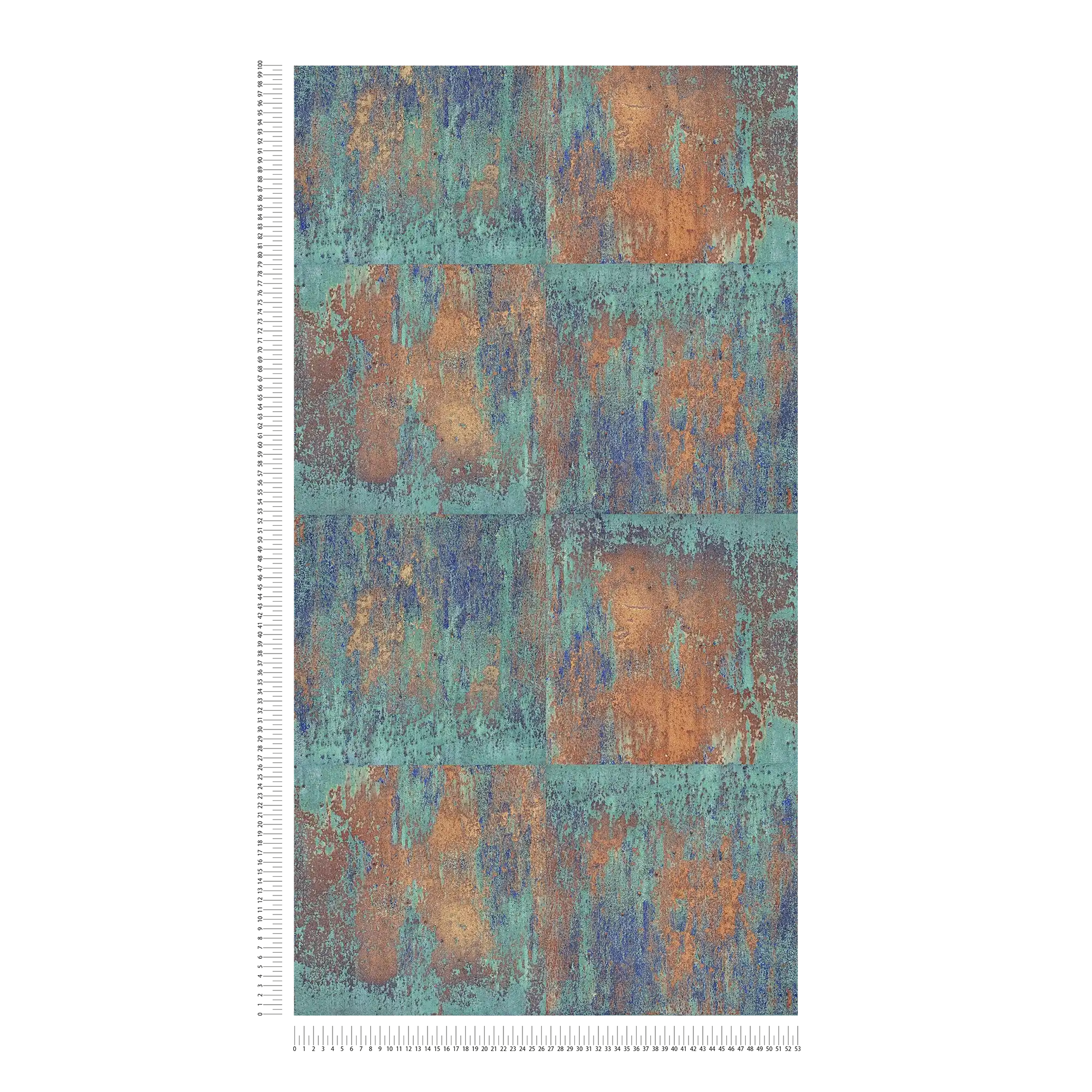             Vliestapete Patina-Design mit Rost und Kupfereffekten – Blau, Braun, Kupfer
        
