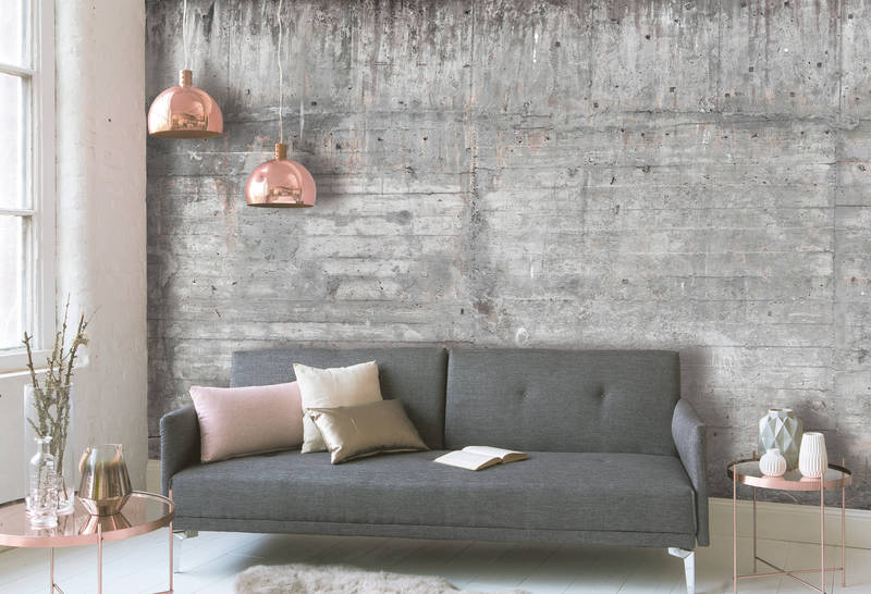             Betonwand im Industrial Style – Grau, Braun
        