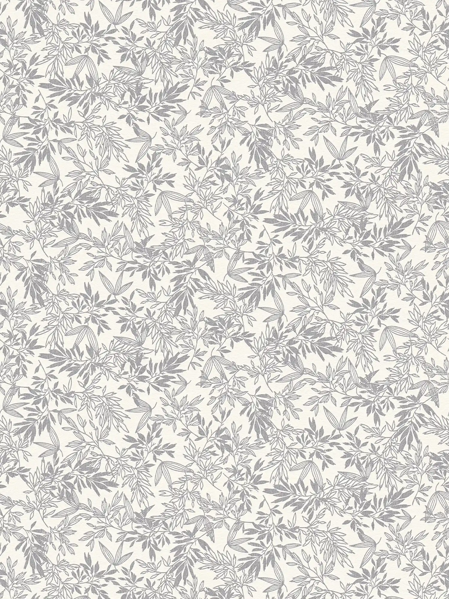 Florale Tapete mit Blätter Muster in matt – Grau, Weiß
