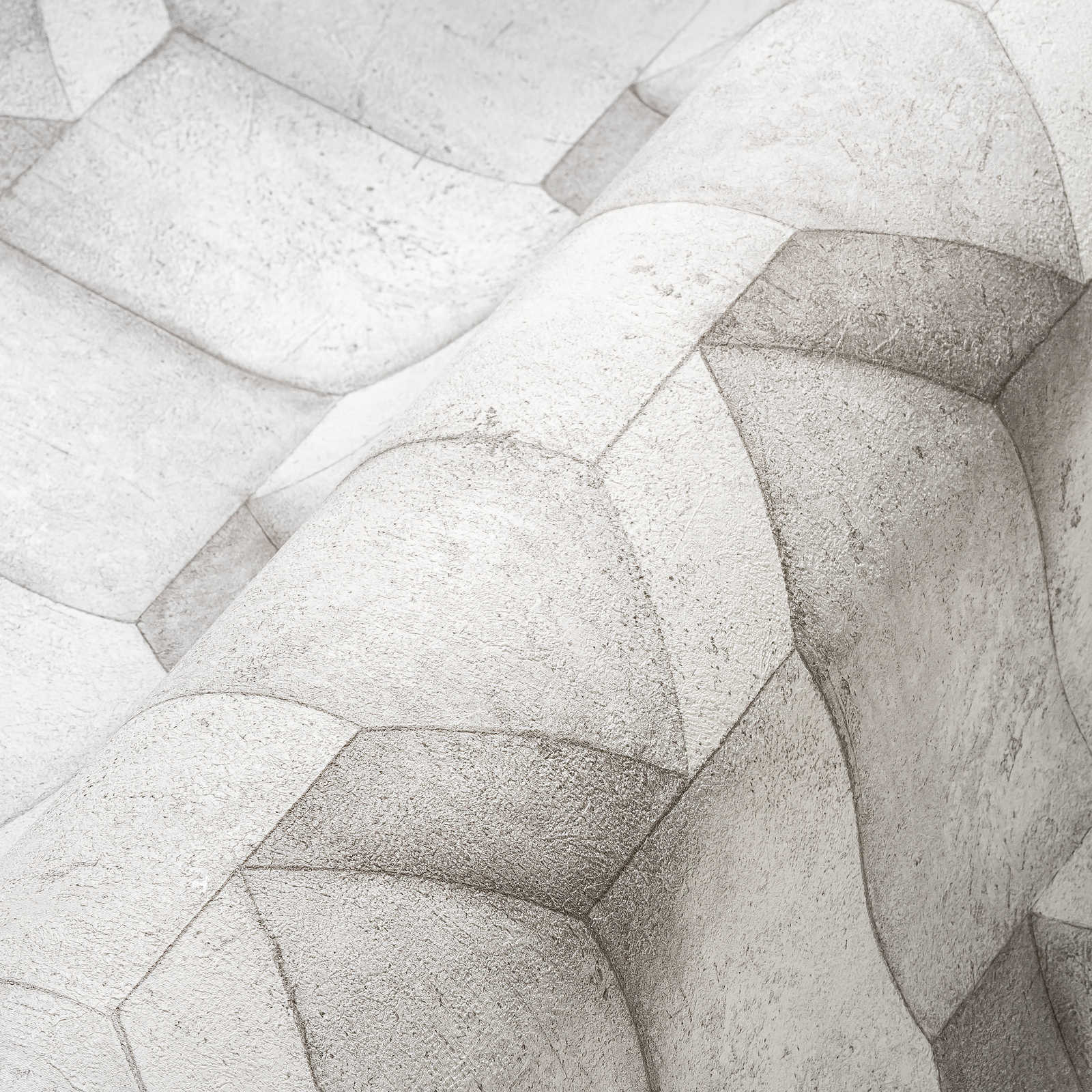             3D Tapete Kalkstein mit Strukturdesign – Weiß, Grau
        