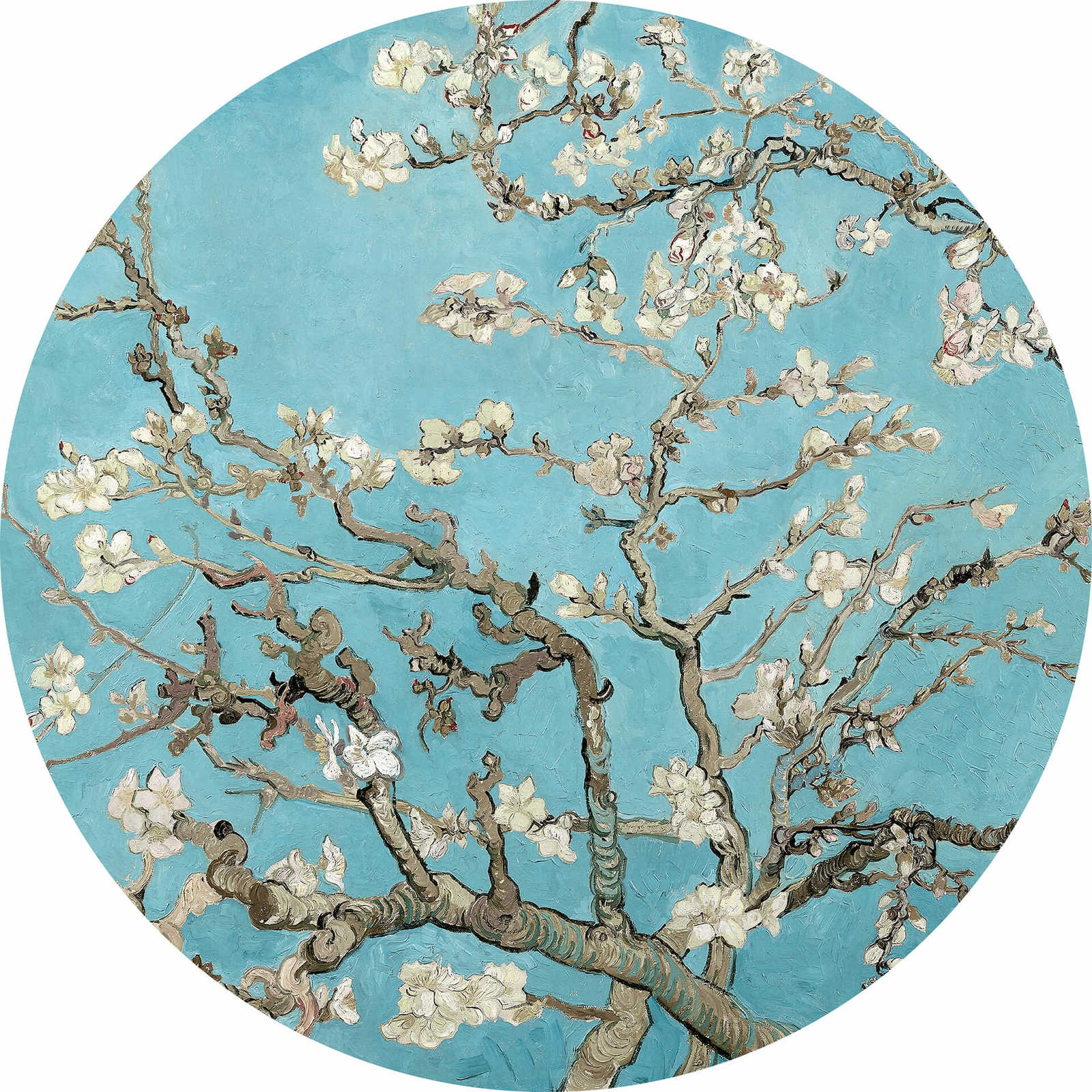        Runde Fototapete Mandelblüten in Blau und Weiß
    