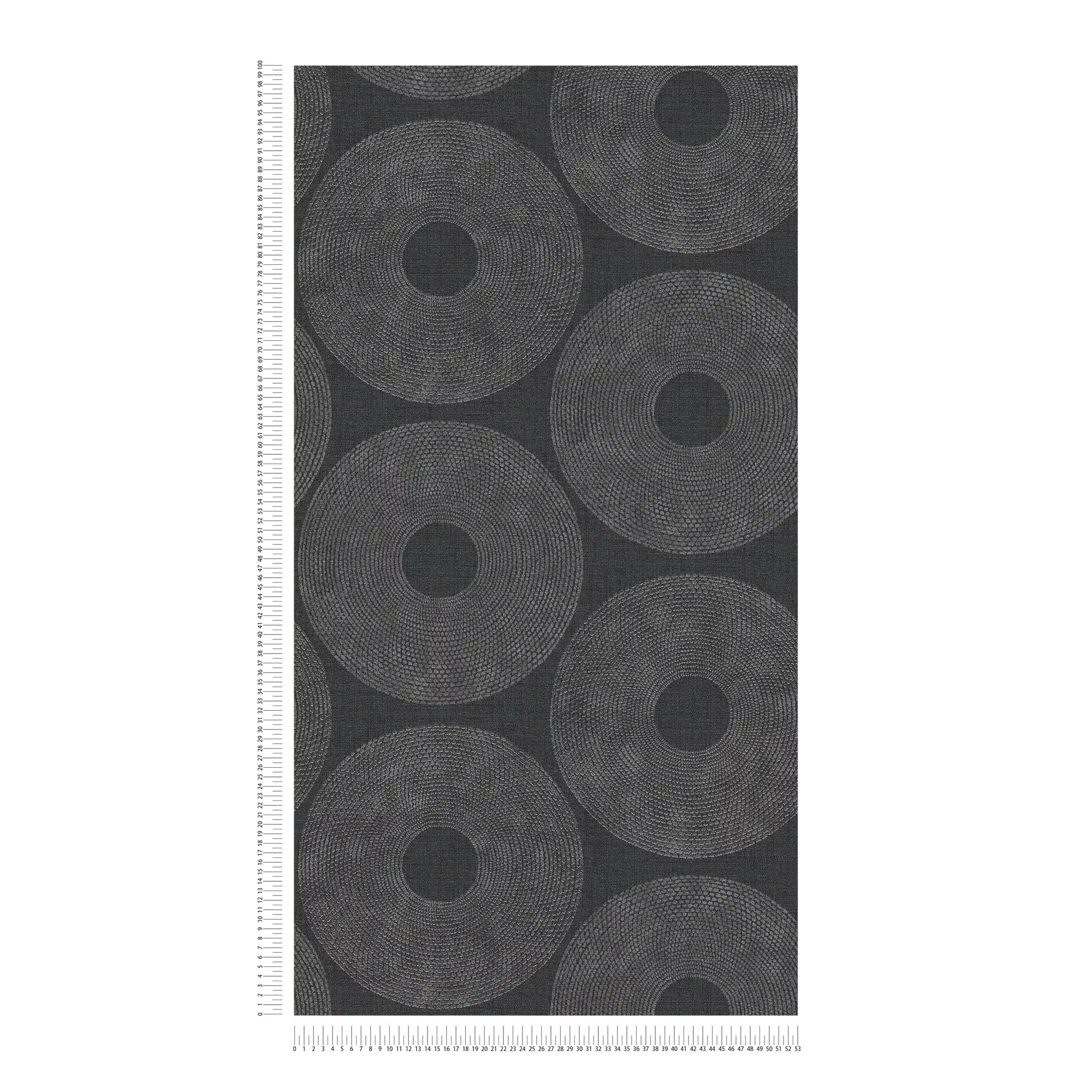             Ethno Tapete Kreise mit Strukturdesign – Grau, Metallic
        