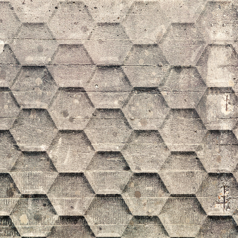         Beton Fototapete mit geometrischem Waben-Muster – Grau, Beige, Weiß
    