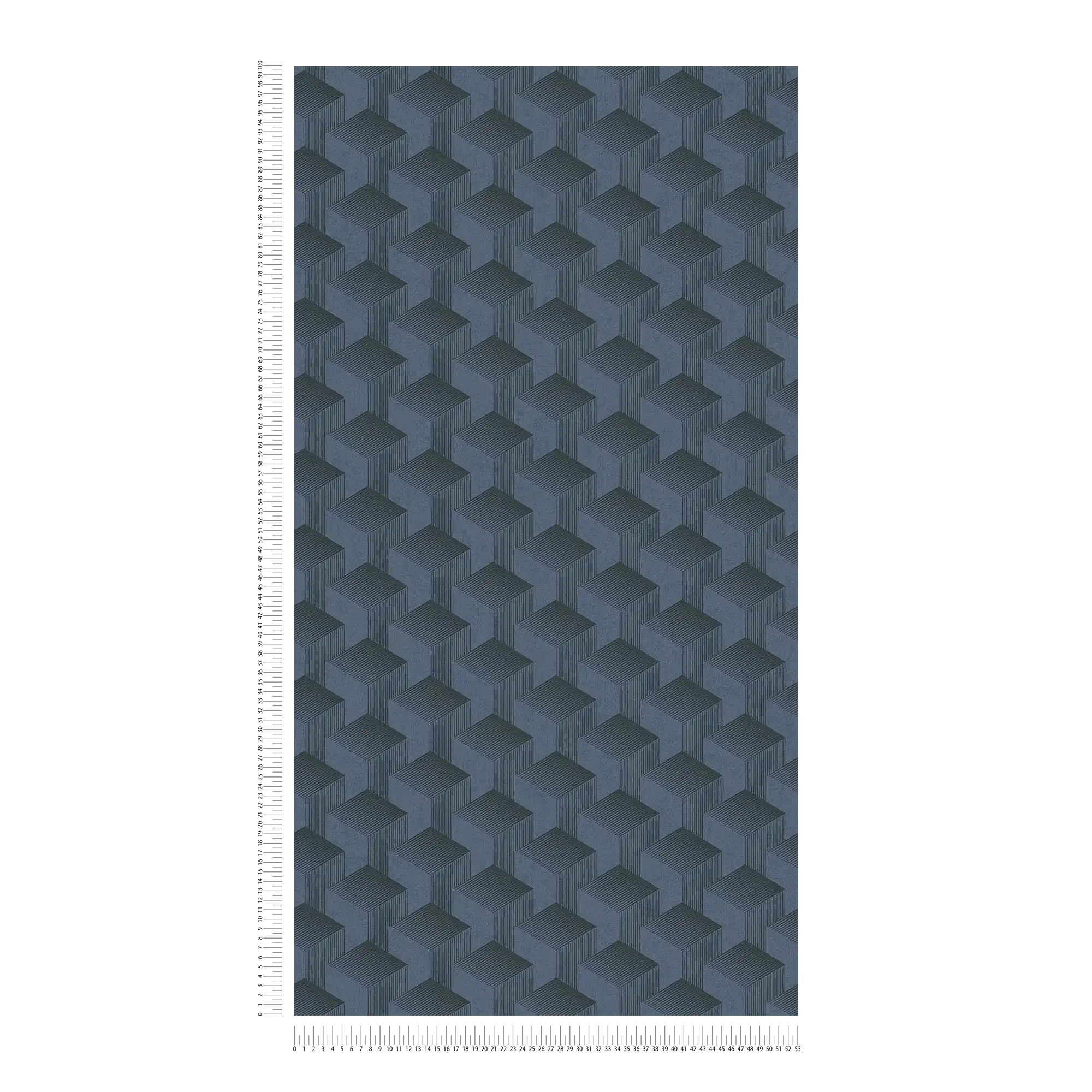             Grafik-Tapete mit Muster in 3D matt – Blau, Schwarz
        