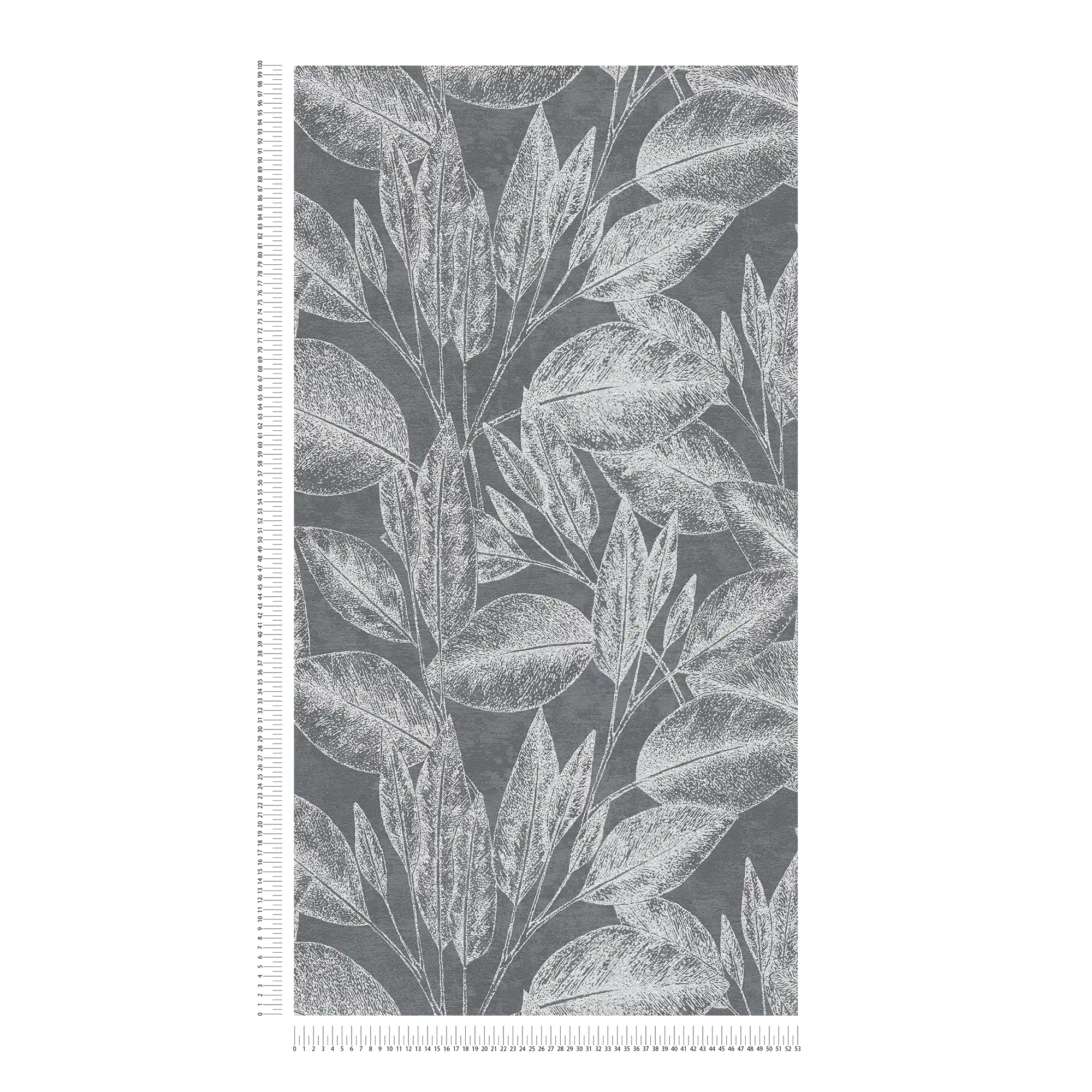             Blätter Tapete Linien Kunst – Schwarz, Metallic
        