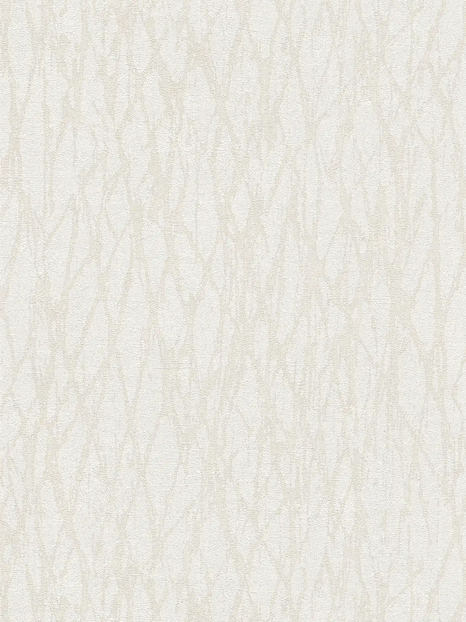 Vliestapete mit abstrakter Linien Bemusterung – Weiß, Beige, Creme
