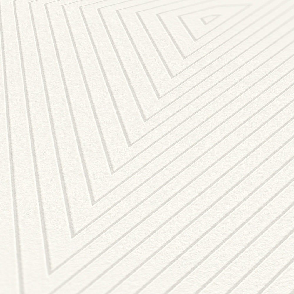            Vliestapete Liniendesign, Rauten & Metallic-Effekt – Creme, Weiß
        