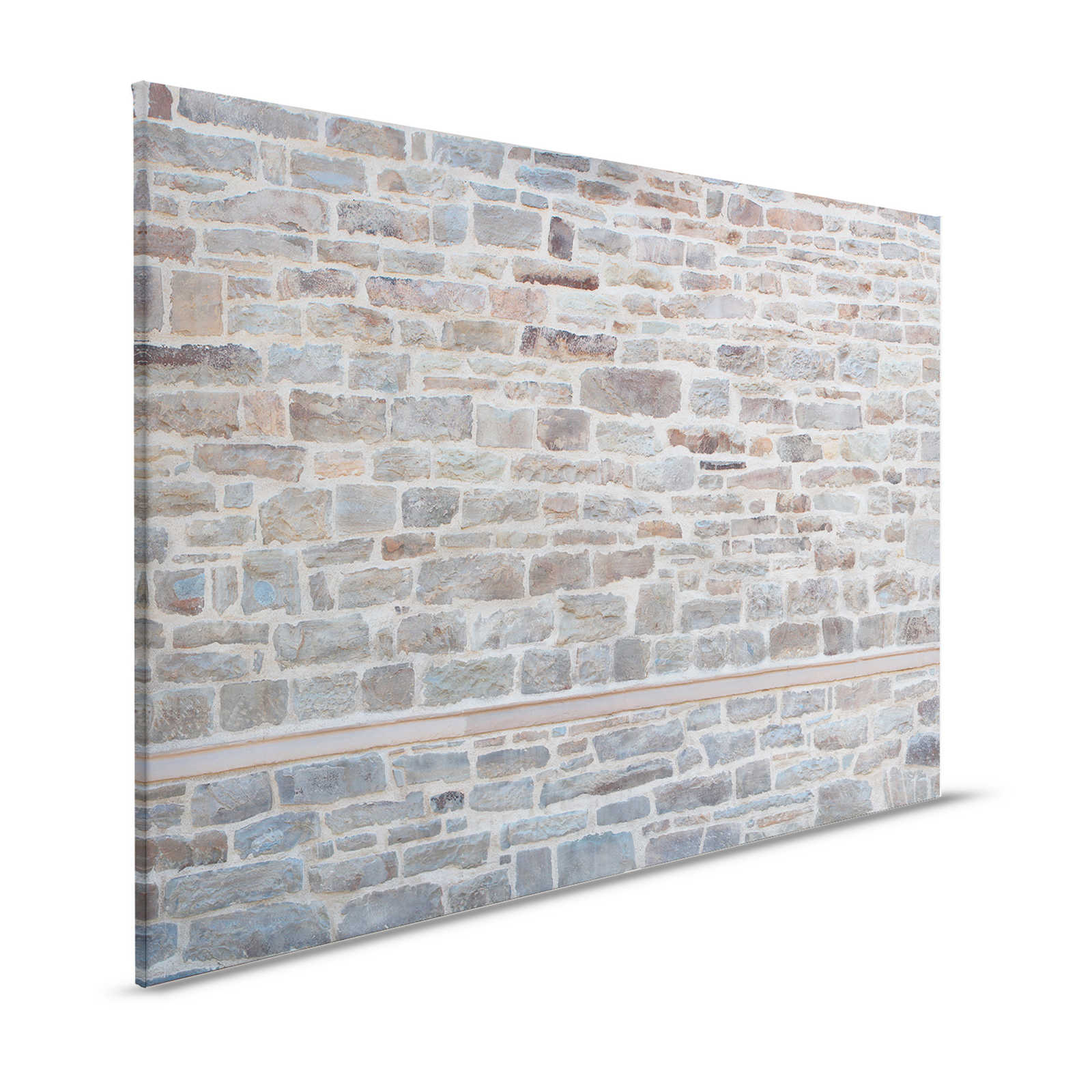 Leinwandbild Mauerwerk Hellgrau mit Naturstein Design – 1,20 m x 0,80 m

