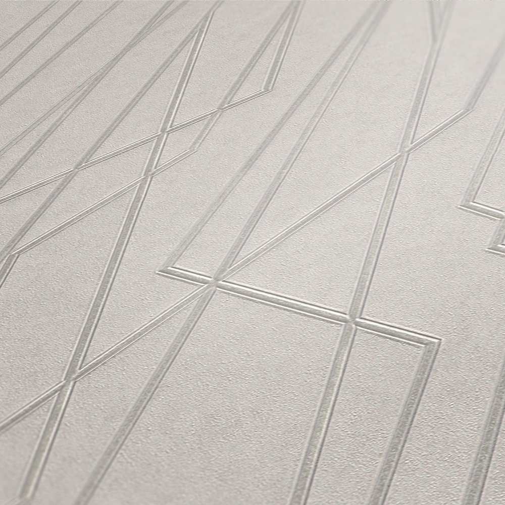             Tapete mit geometrischem Muster & Metallic-Effekt – Grau
        