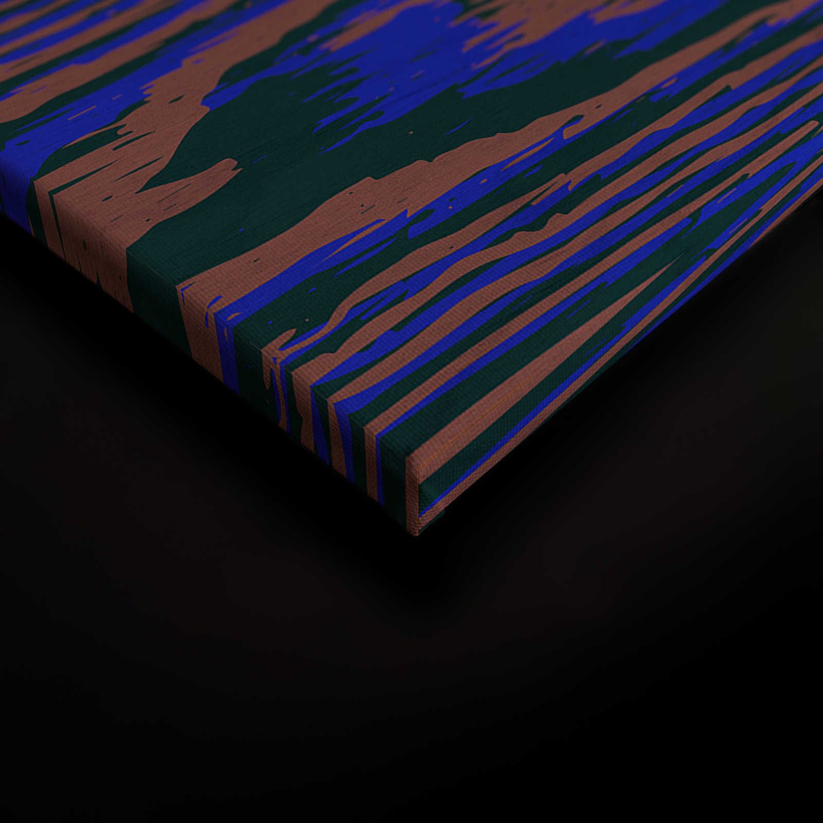             Kontiki 3 - Leinwandbild Neonfarbene Holzmaserung, Lila & Schwarz – 0,90 m x 0,60 m
        