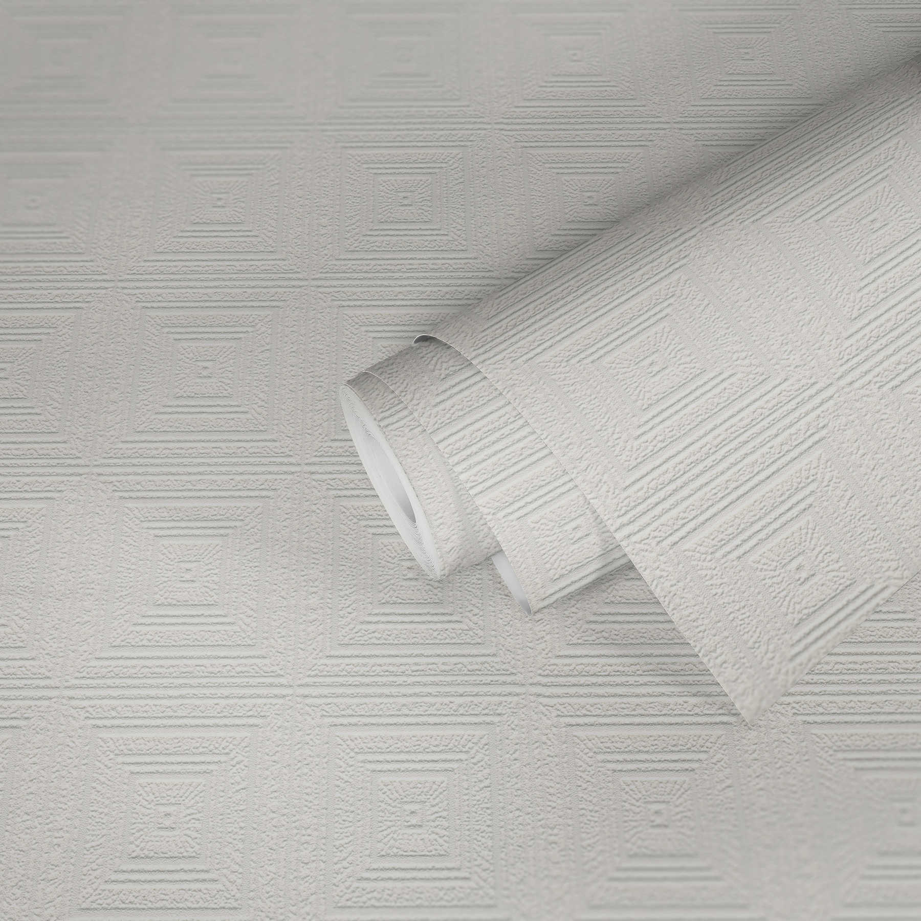             Papiertapete Dekor-Kassetten Struktureffekt & Putzoptik – Weiß
        