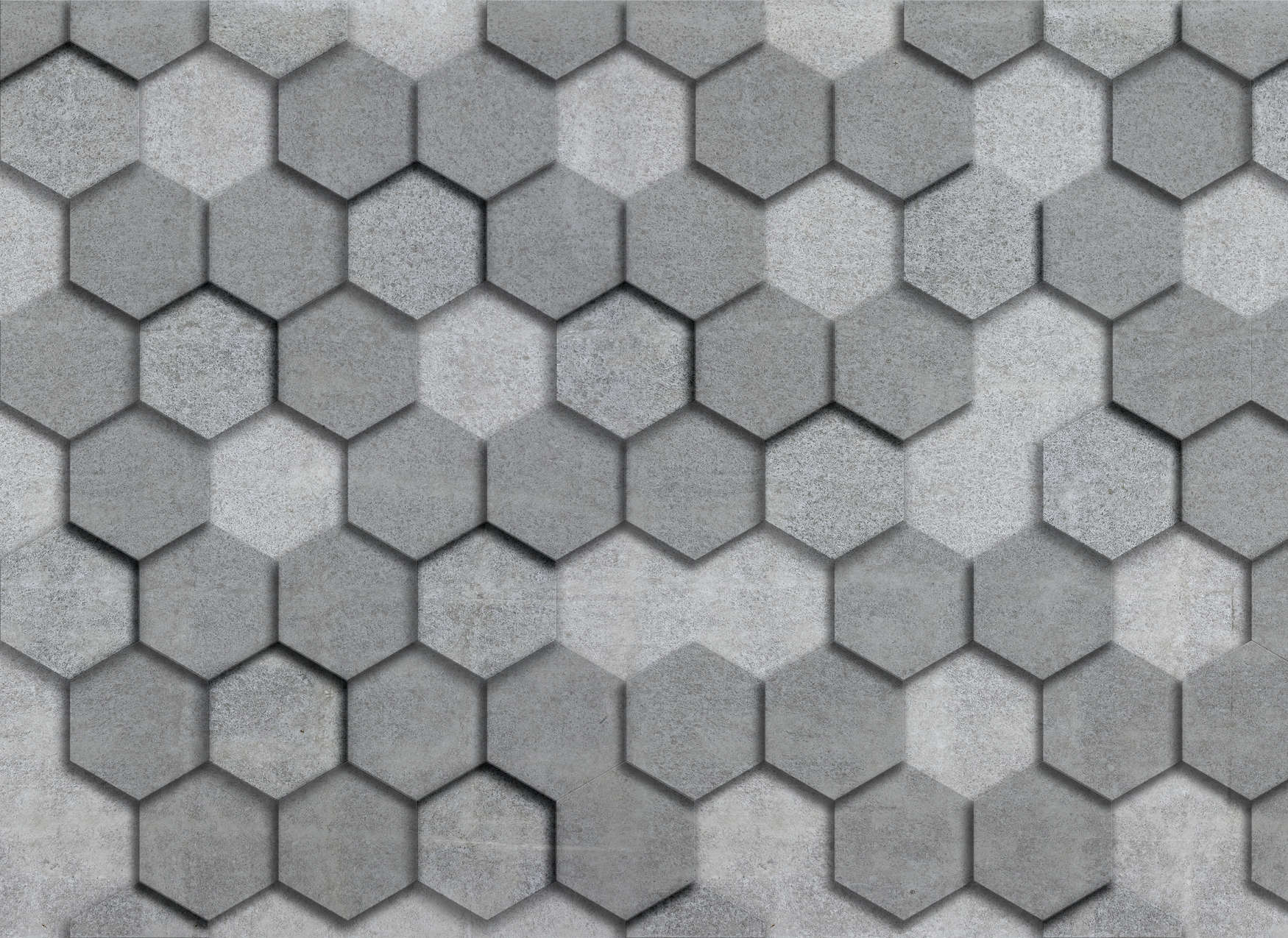             Fototapete mit geometrischen Kacheln sechseckig 3D-Optik – Grau, Silber
        