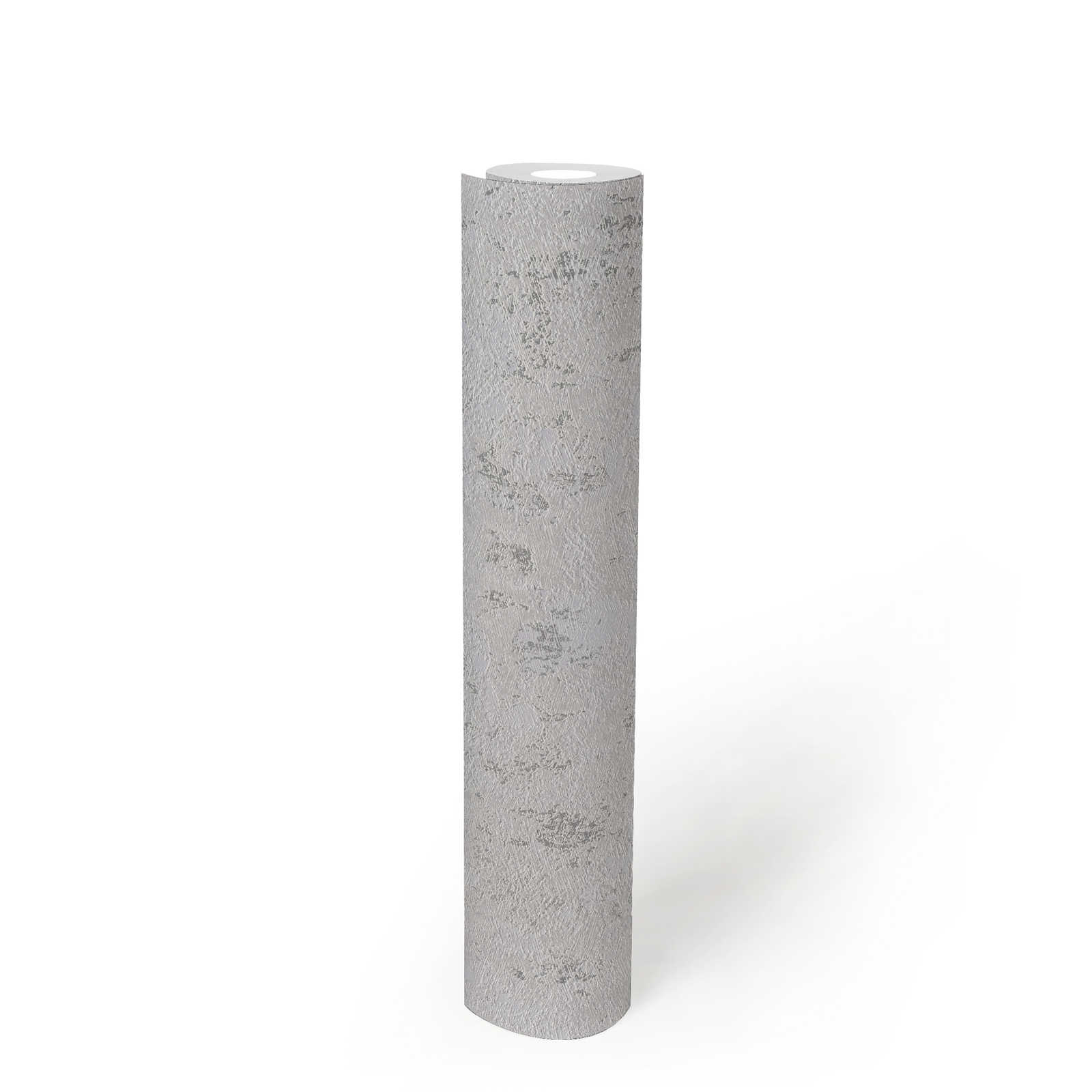             Tapete in grober Putzoptik mit Akzenten – Grau, Silber, Metallic
        