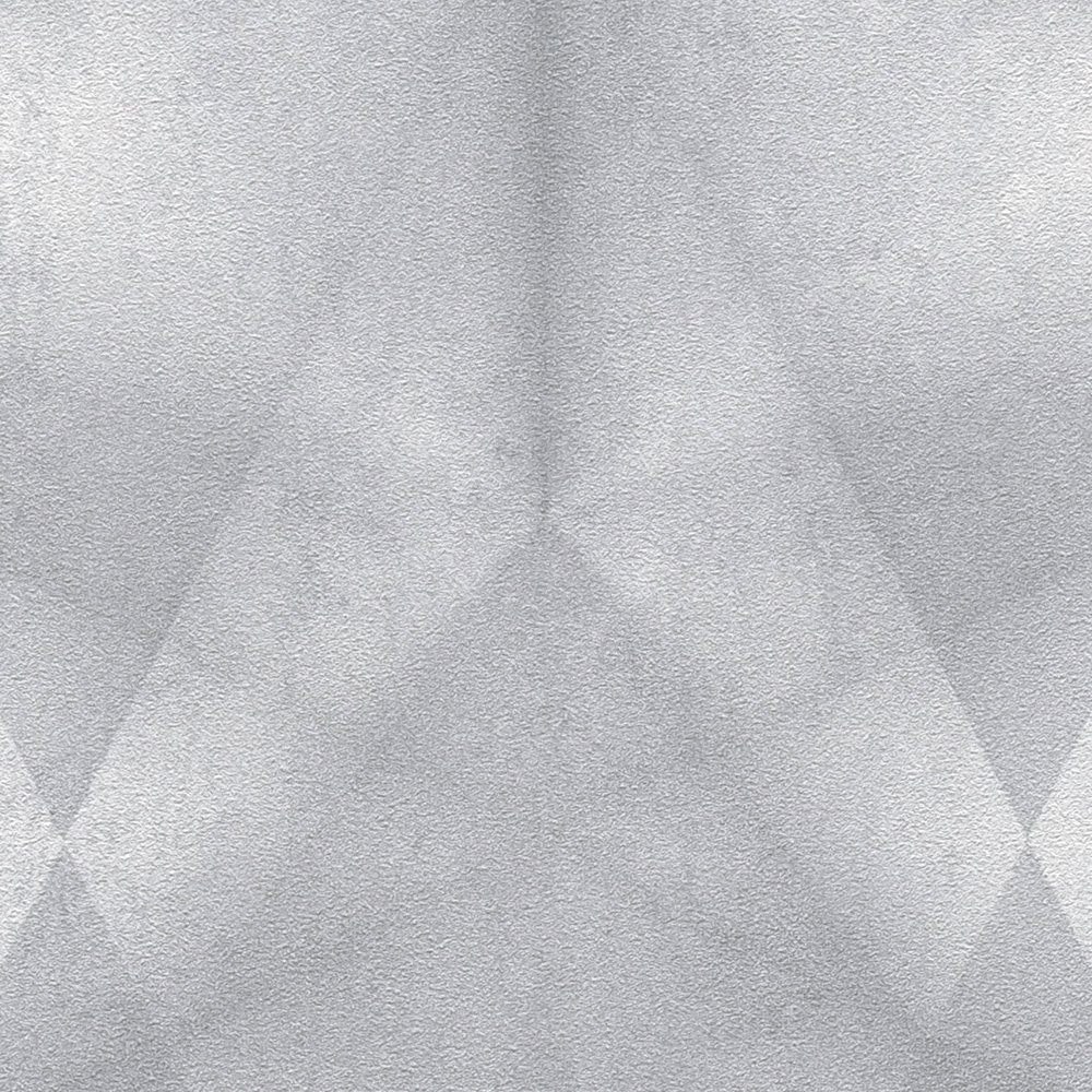             Graue Tapete Kaleidoskop Muster mit 3D Effekt – Grau, Metallic
        