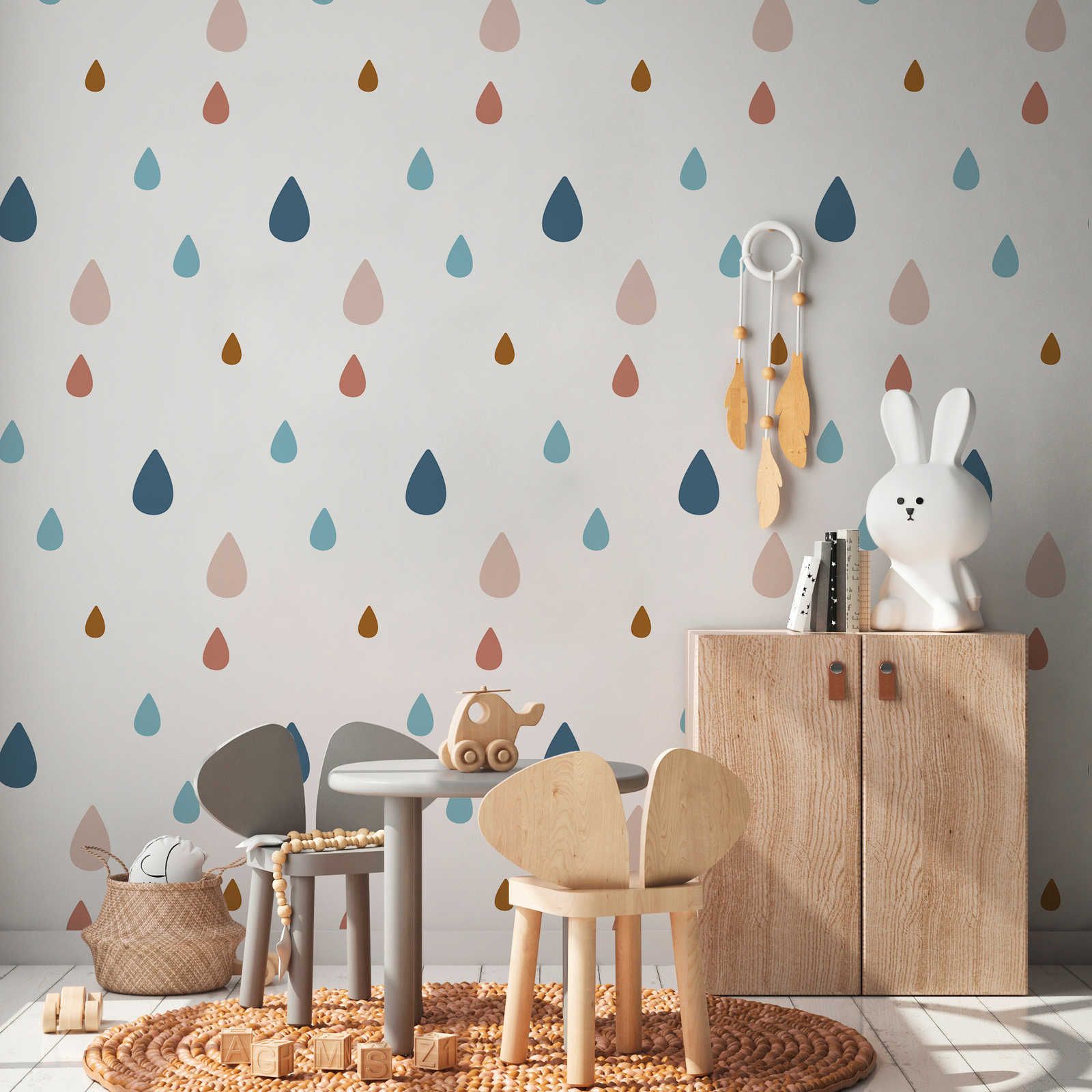 Fototapete fürs Kinderzimmer mit bunten Wassertropfen – Glattes & mattes Vlies
