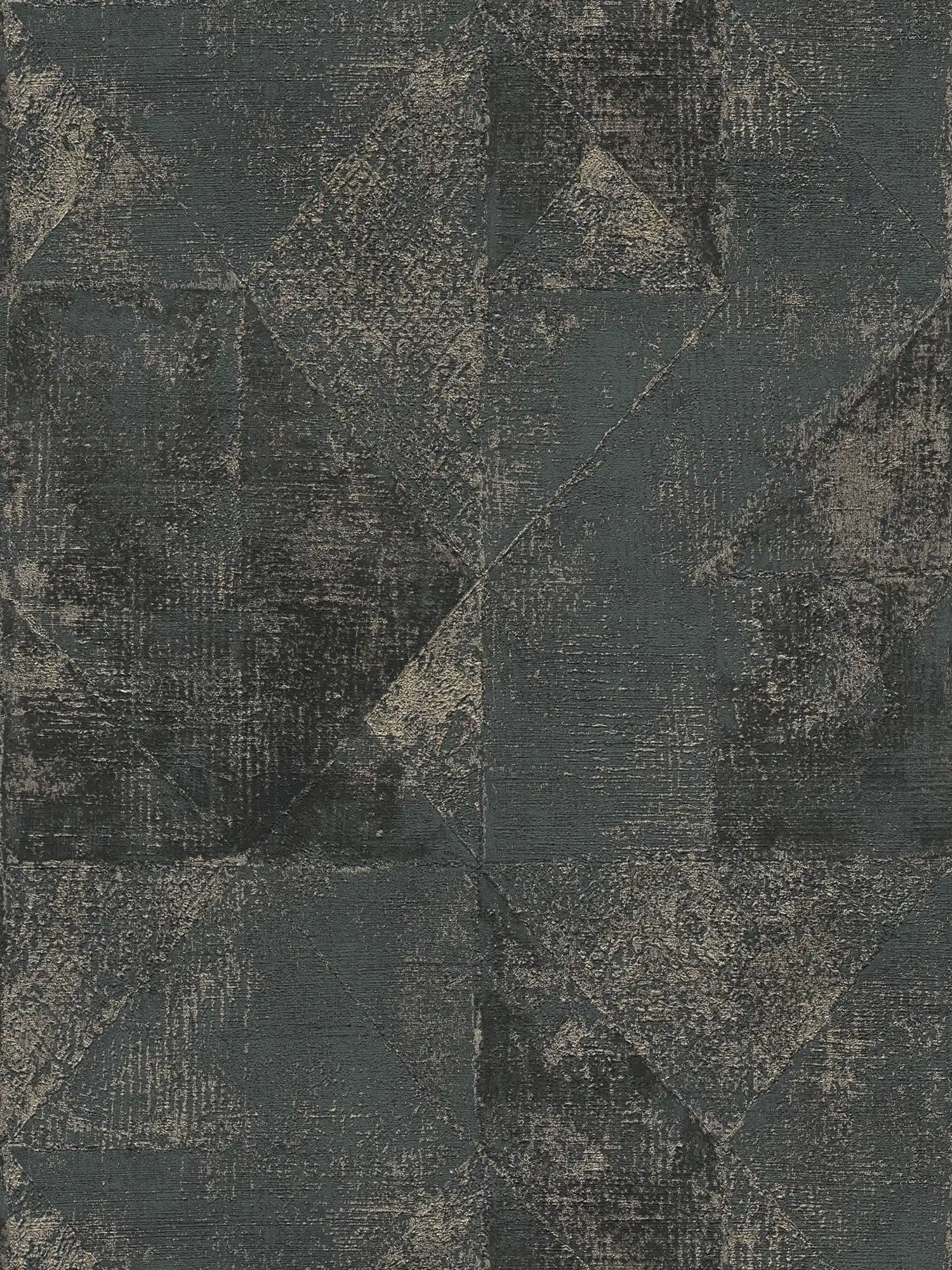         Metallic Tapete mit Grafik Dreieck-Muster glänzend strukturiert – Schwarz, Gold
    