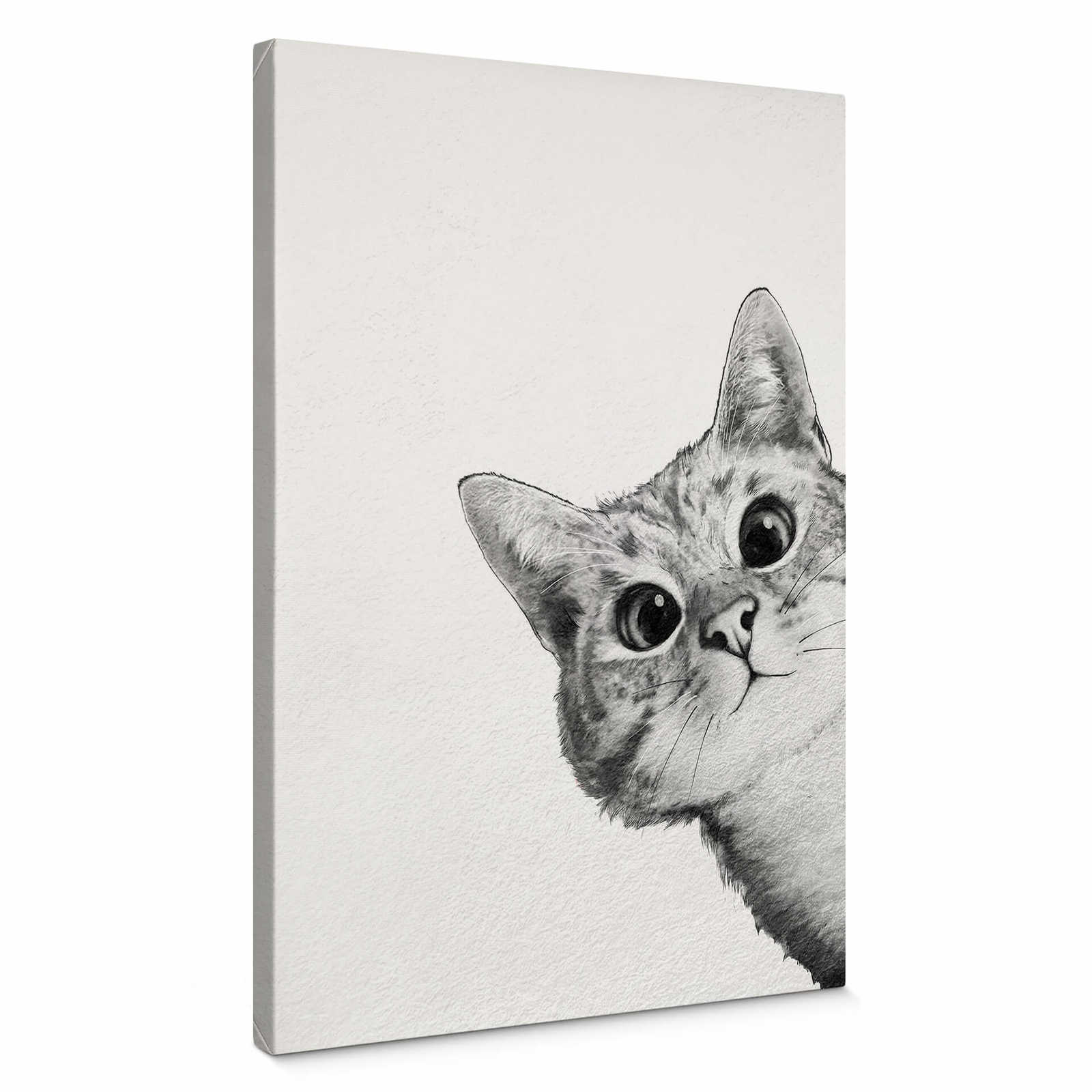         Leinwandbild "Sneaky Cat" von Graves, Katze in Schwarz-Weiß – 0,50 m x 0,70 m
    