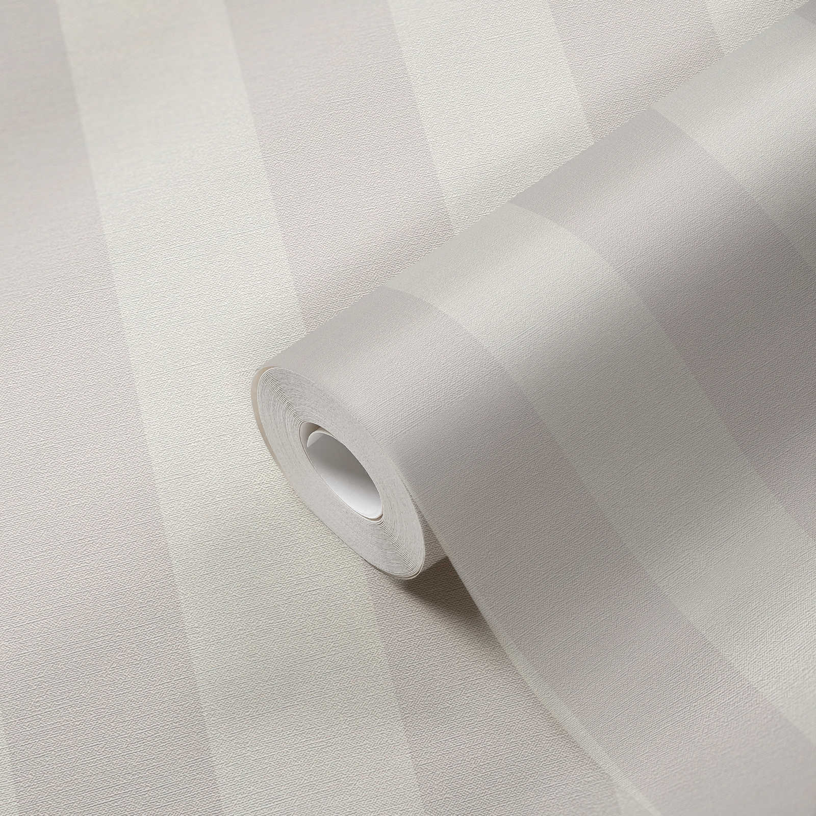             Streifen Vliestapete mit Leinenoptik PVC-frei – Grau, Weiß
        