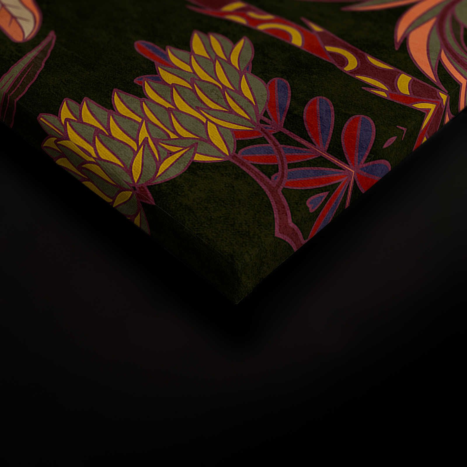             Lagos 1 - Palmen Leinwandbild bunter Grafik Stil im Textillook – 0,90 m x 0,60 m
        