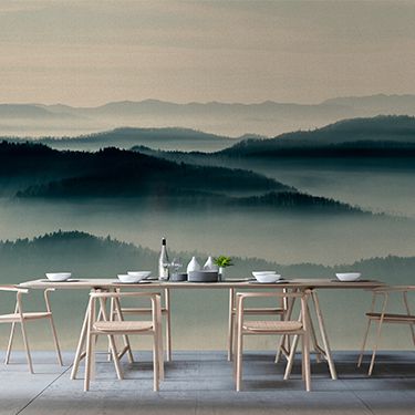 Fototapete im Esszimmer, Wald-Landschaft im Nebel DD113652