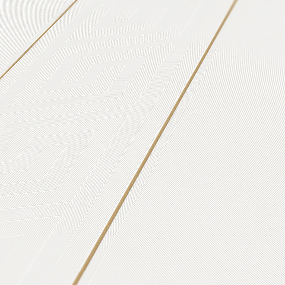             VERSACE Tapete gestreift mit Mäander-Muster – Weiß, Gold
        