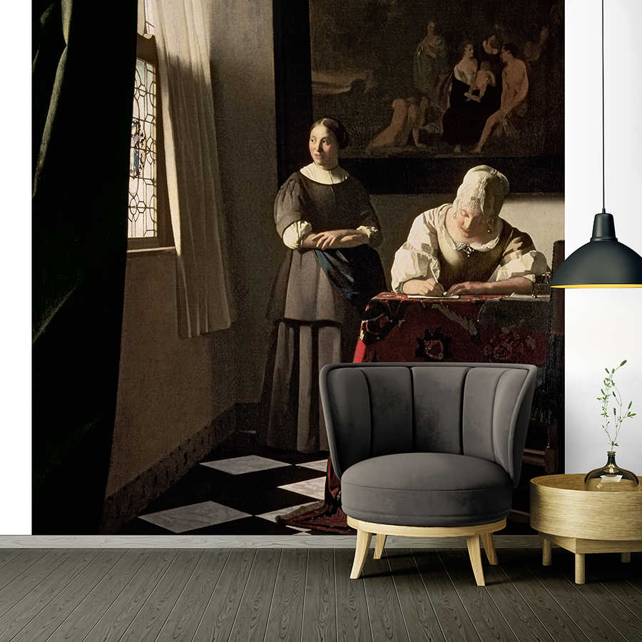         Fototapete "Dame die mit Magd einen Brief schreibt" von Jan Vermeer
    