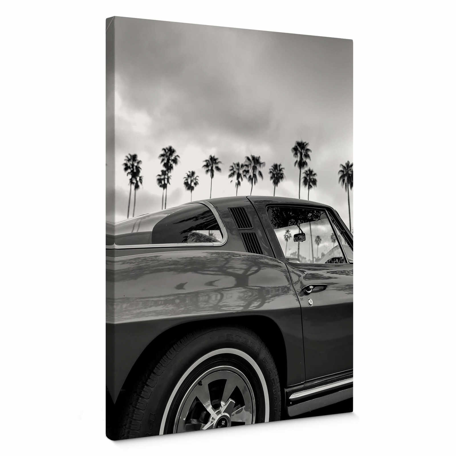         Schwarz-Weiß Leinwandbild California Vintage Hochformat – 0,50 m x 0,70 m
    
