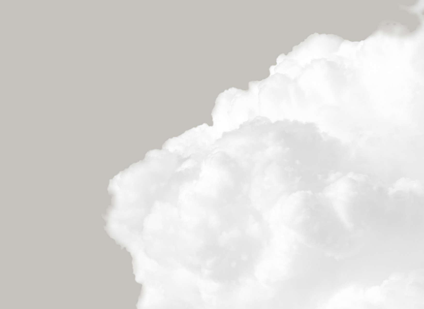             Fototapete mit weißen Wolken am grauen Himmel – Grau, Weiß
        