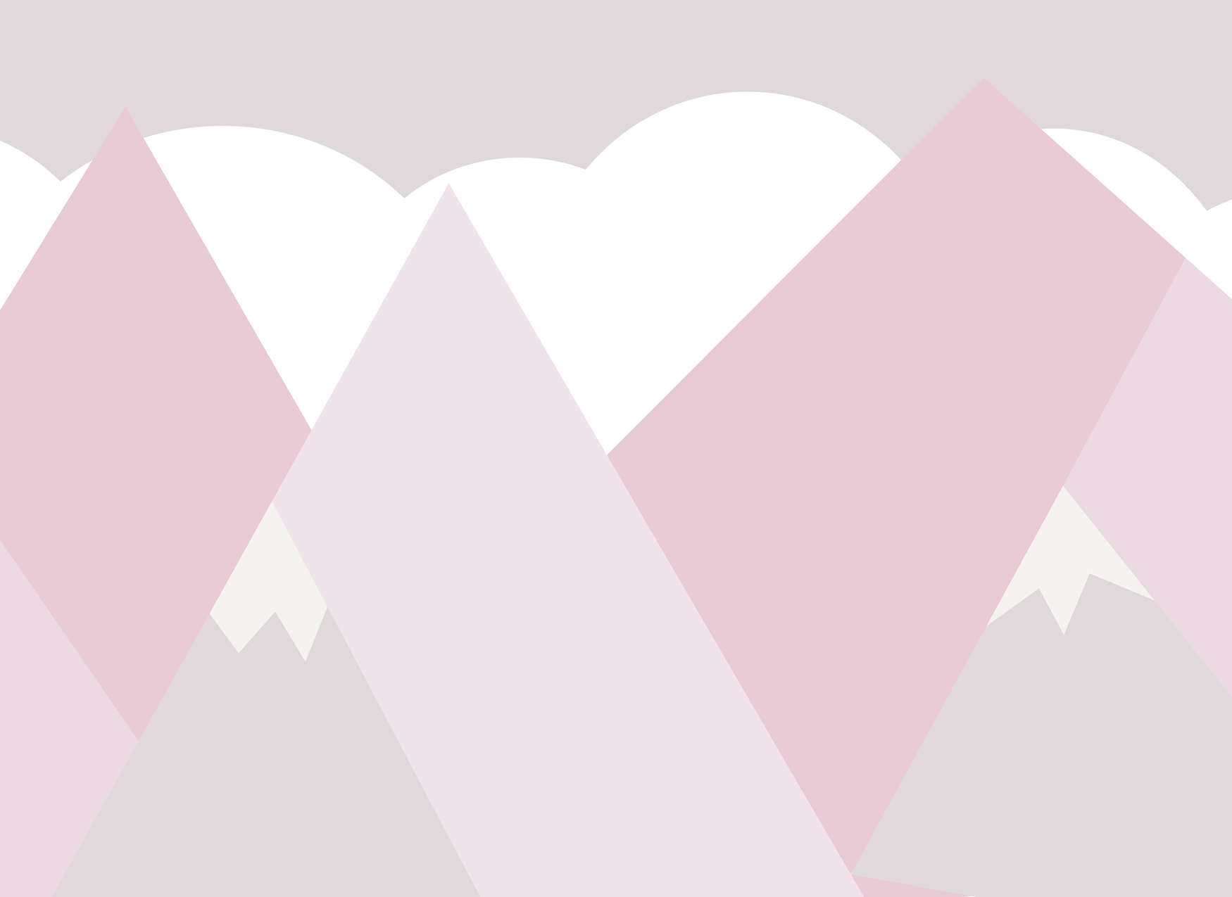             Fototapete Kinderzimmer Berge mit Wolken – Rosa, Weiß, Grau
        