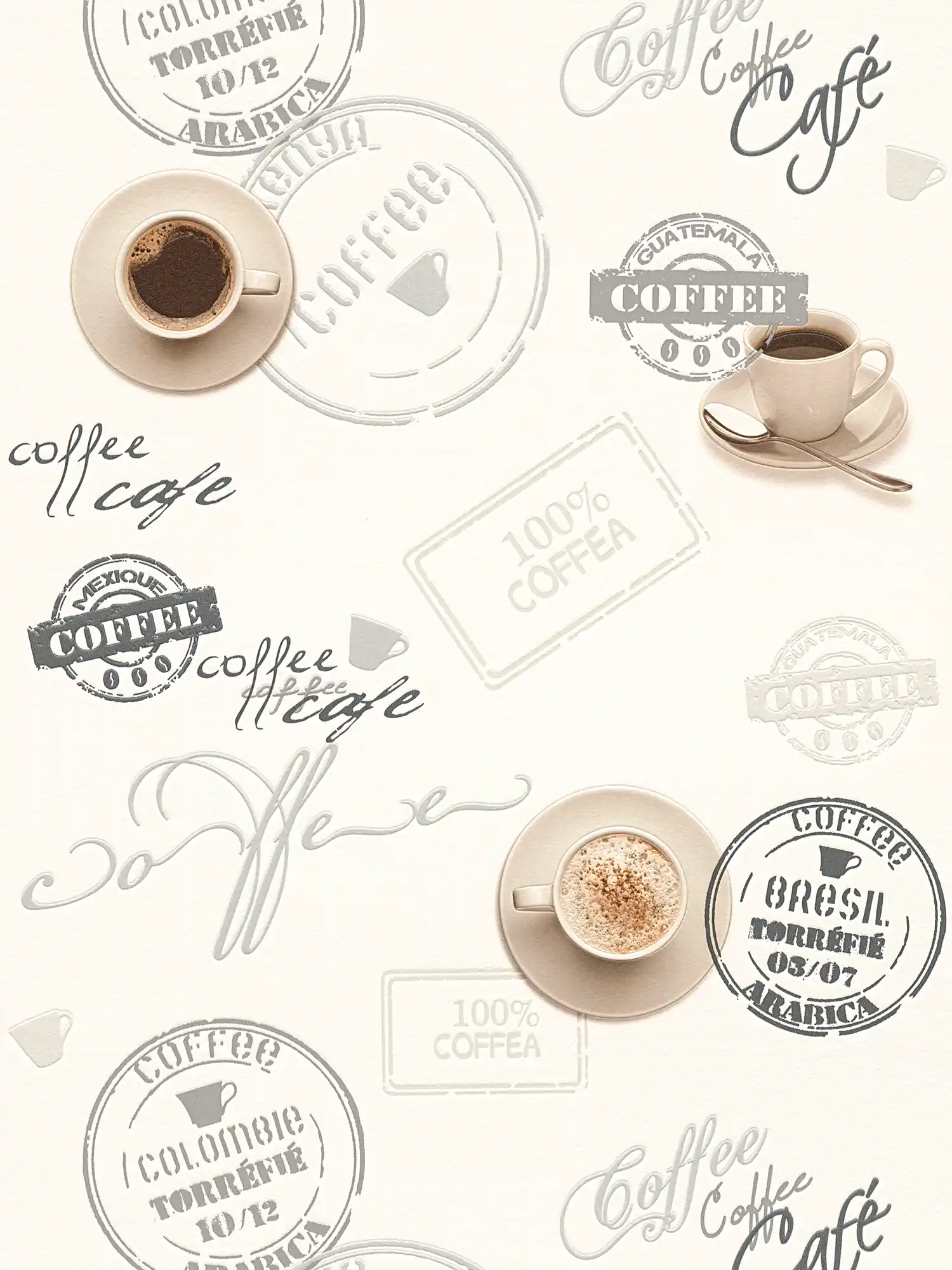         Kaffee-Tapete für Küchen, Retro Design – Creme, Beige
    
