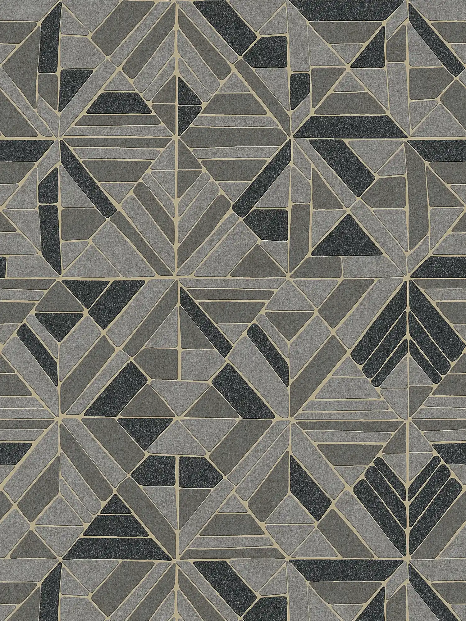 Tapete geometrisches Muster & Metallic-Akzente – Braun, Schwarz, Gold
