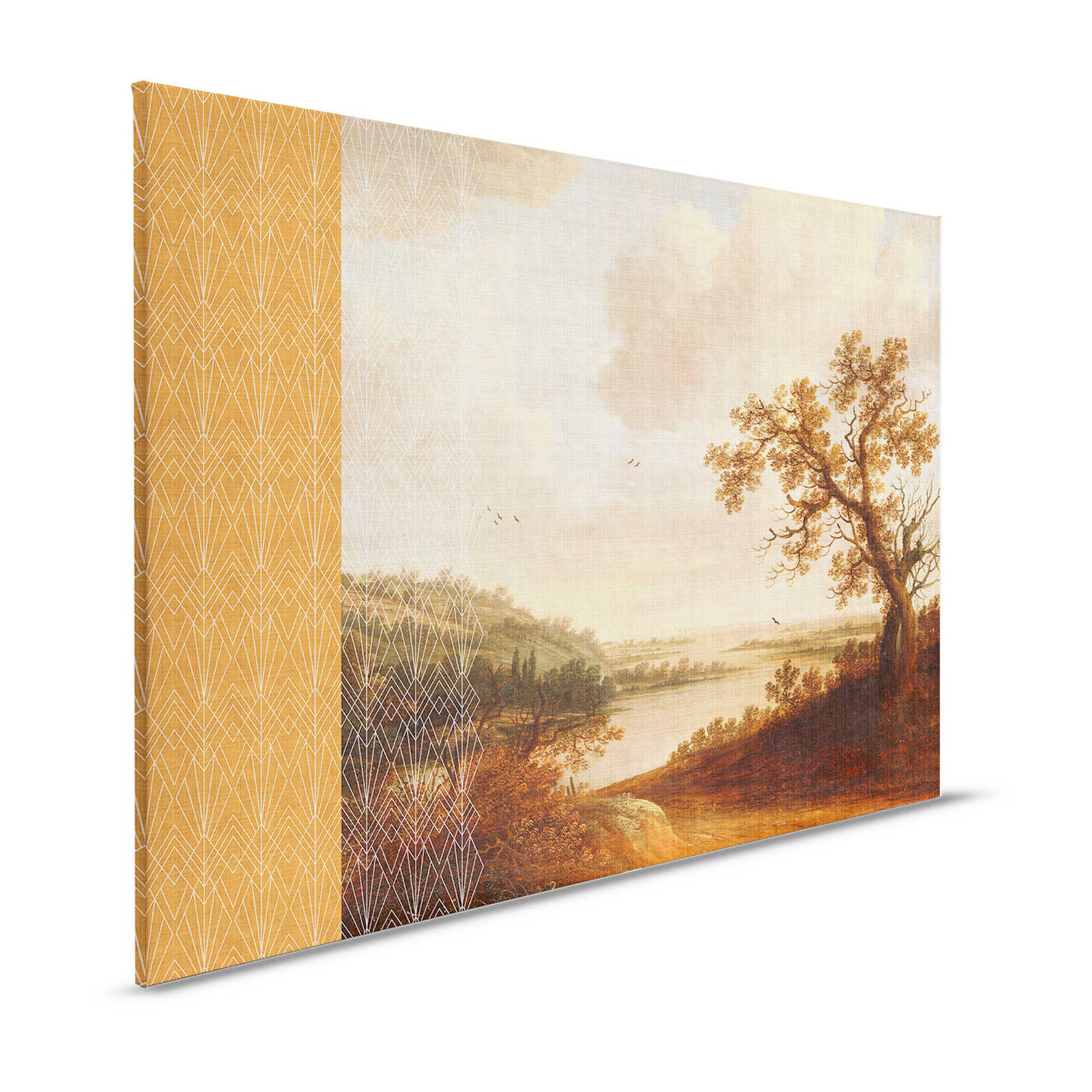         Cortina 1 - Gelbes Leinwandbild Kunst-Mix Gemälde & Grafik Muster – 1,20 m x 0,80 m
    
