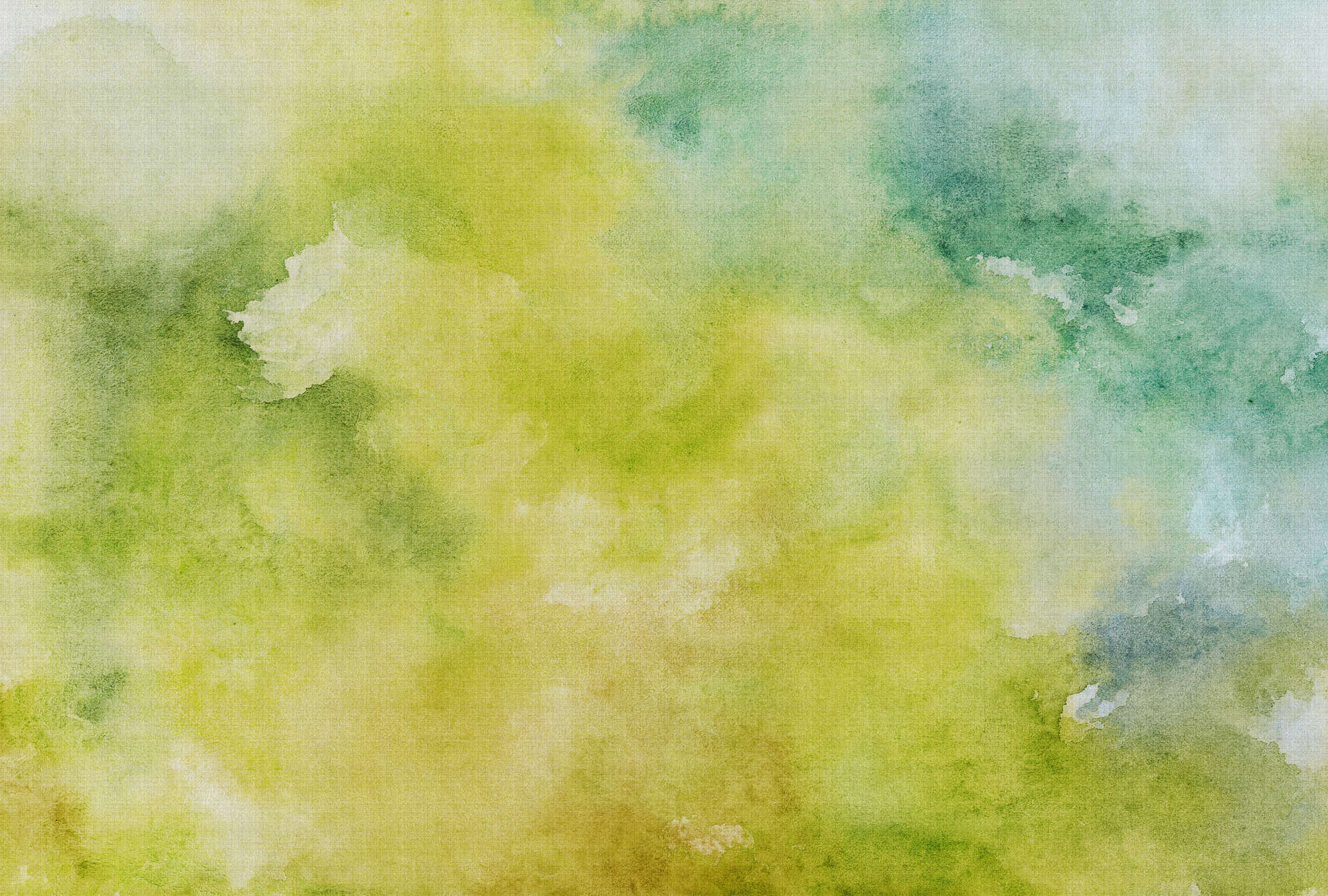             Watercolours 3 - Grünes Wasserfarben Motiv als Fototapete in naturleinen Struktur – Gelb, Grün | Mattes Glattvlies
        