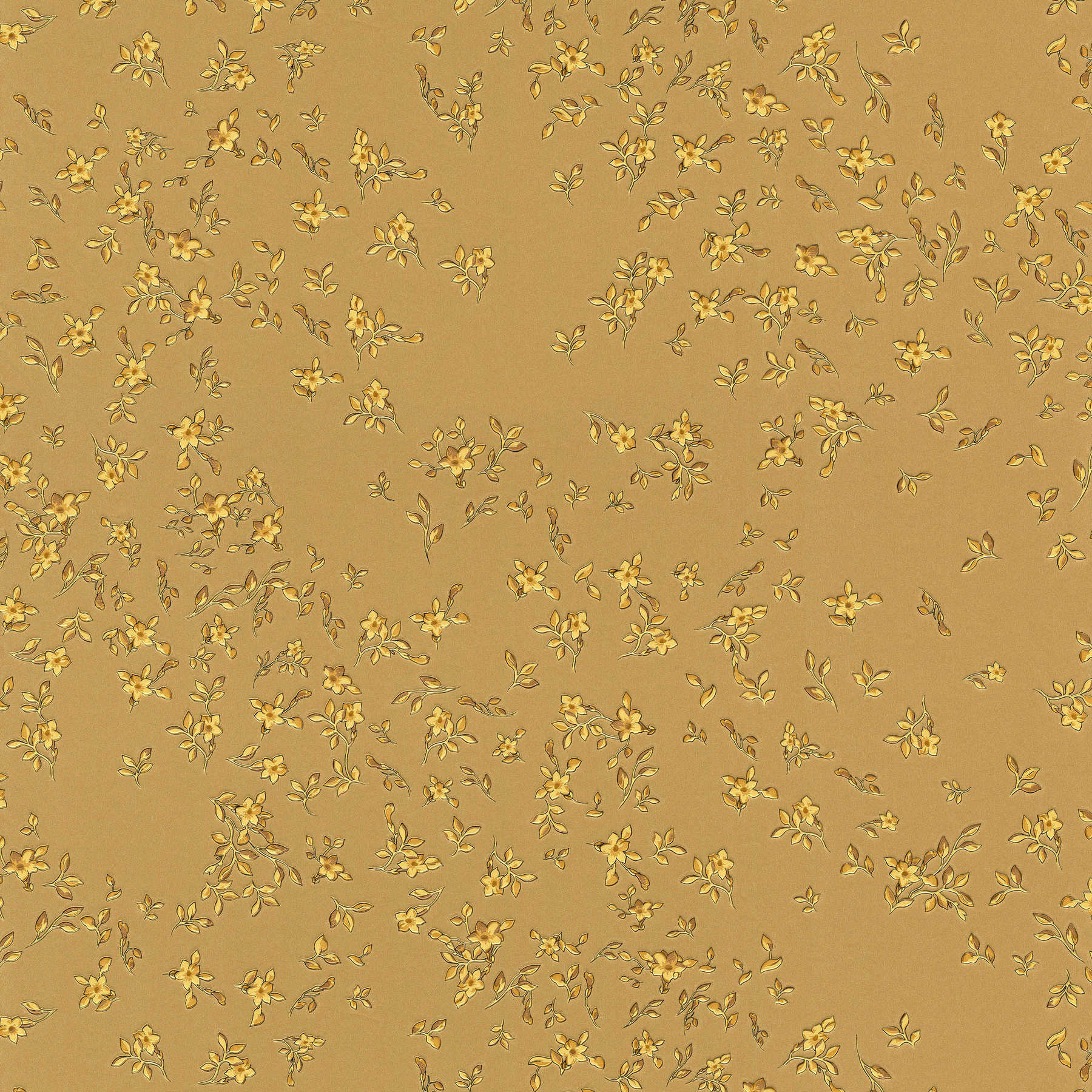 Goldene VERSACE Tapete im Blümchen Design – Gold, Gelb

