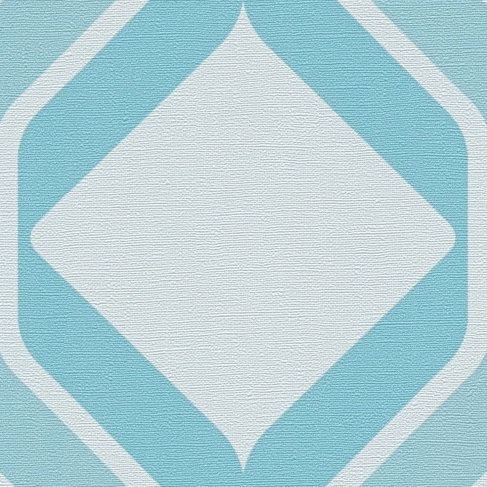             Rauten Muster auf Retro Vliestapete – Blau, Hellblau, Türkis
        