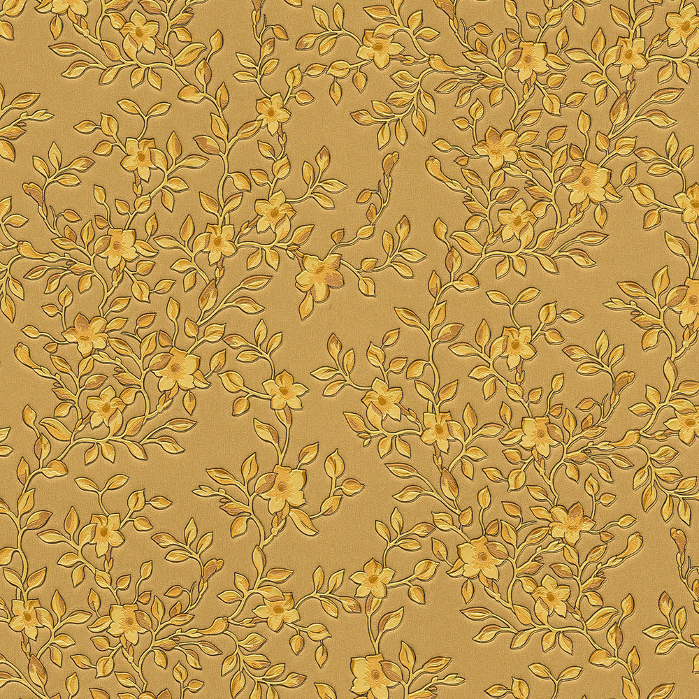             Goldene Blumentapete von VERSACE mit Metallic Farbe
        
